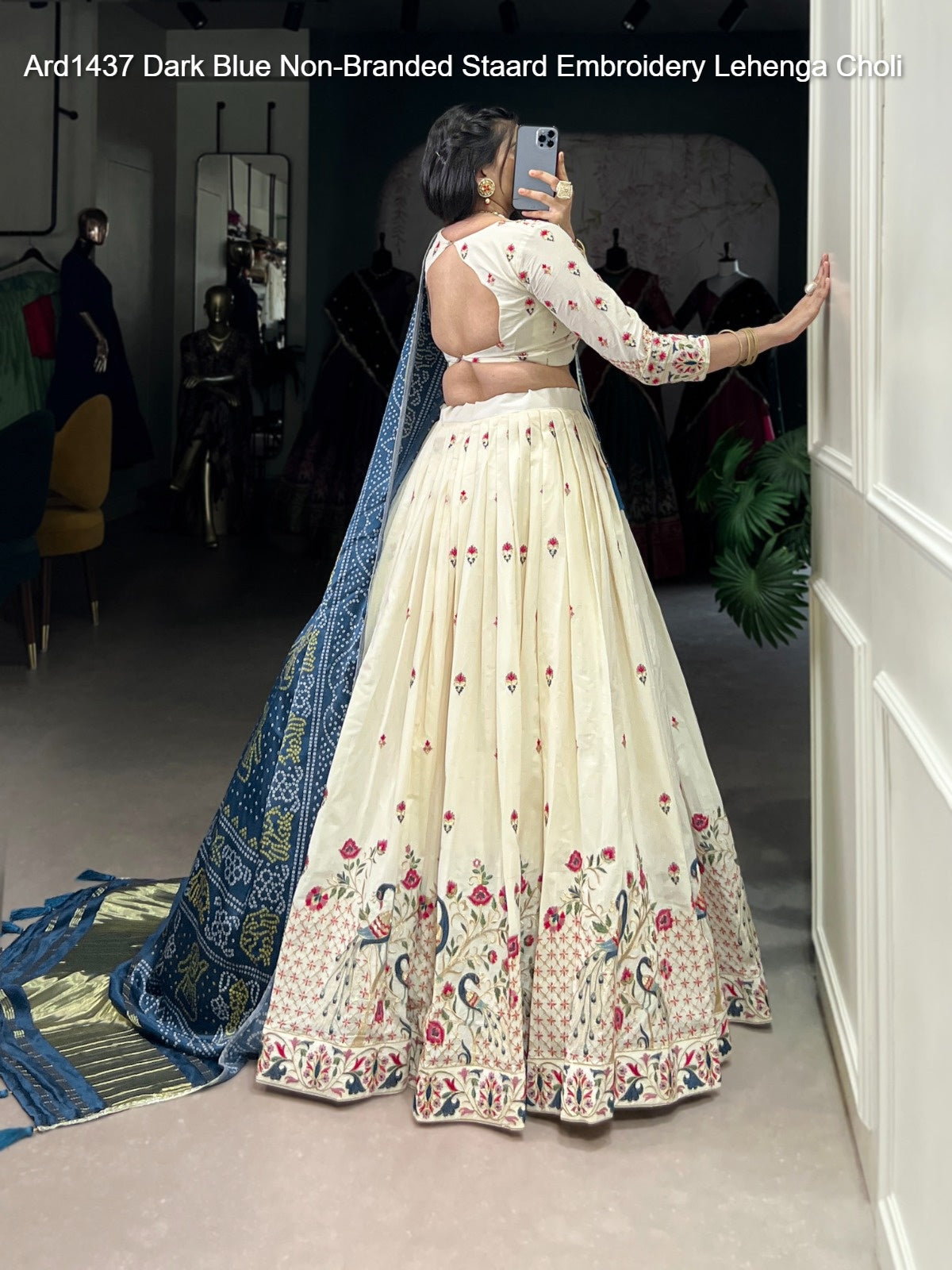 Ard1437 Dark Blue Non-Branded Staard Embroidery Lehenga Choli