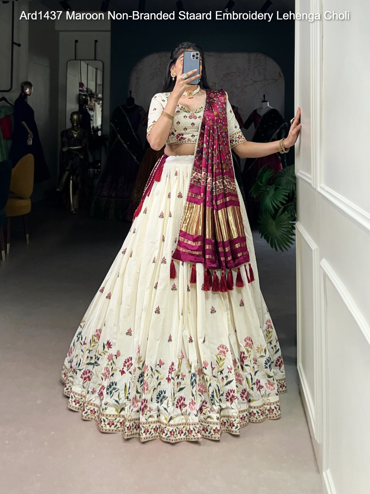 Ard1437 Maroon Non-Branded Staard Embroidery Lehenga Choli