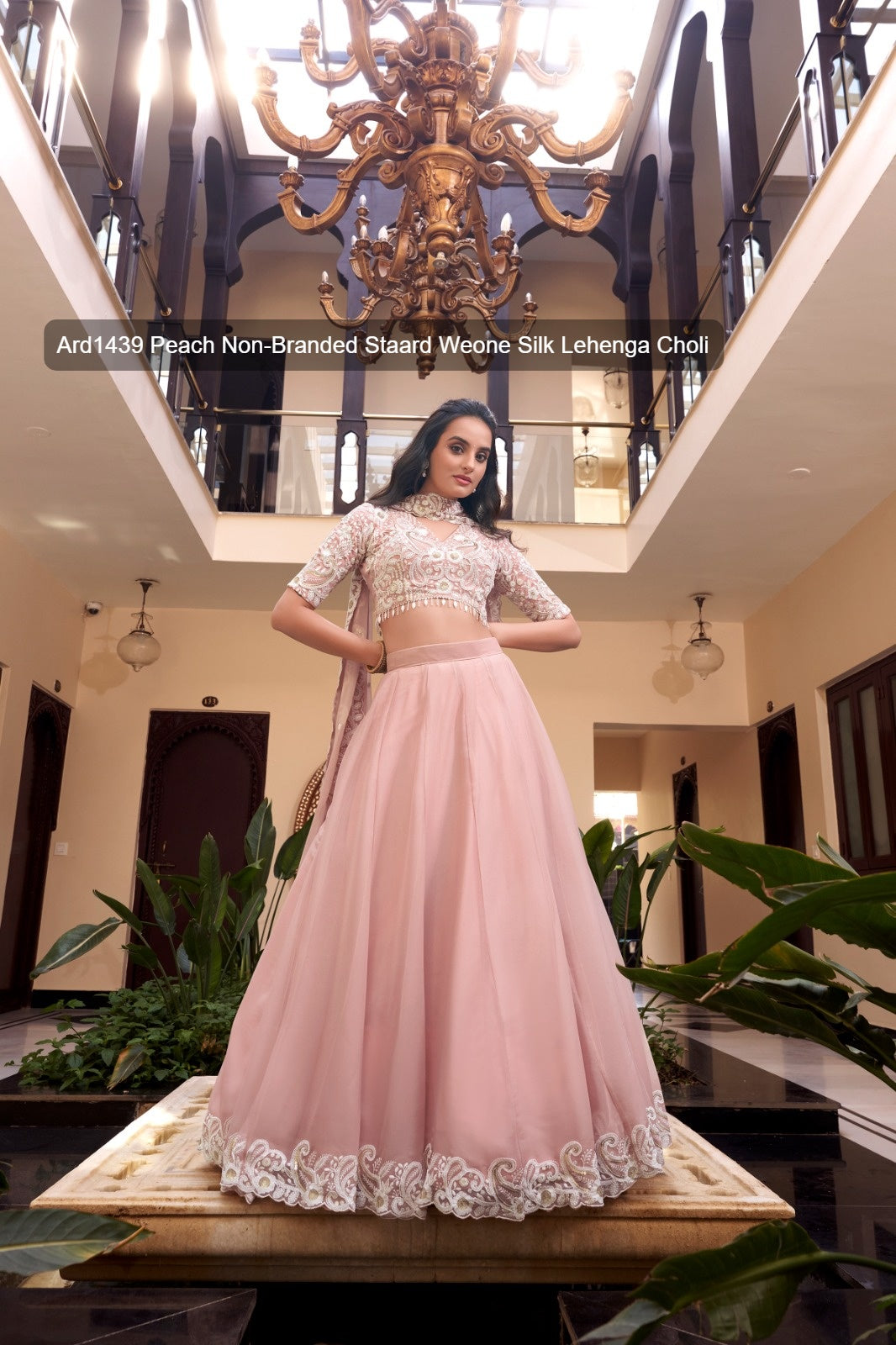 Ard1439 Peach Non-Branded Staard Weone Silk Lehenga Choli