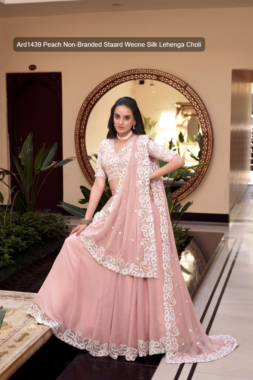 Ard1439 Peach Non-Branded Staard Weone Silk Lehenga Choli