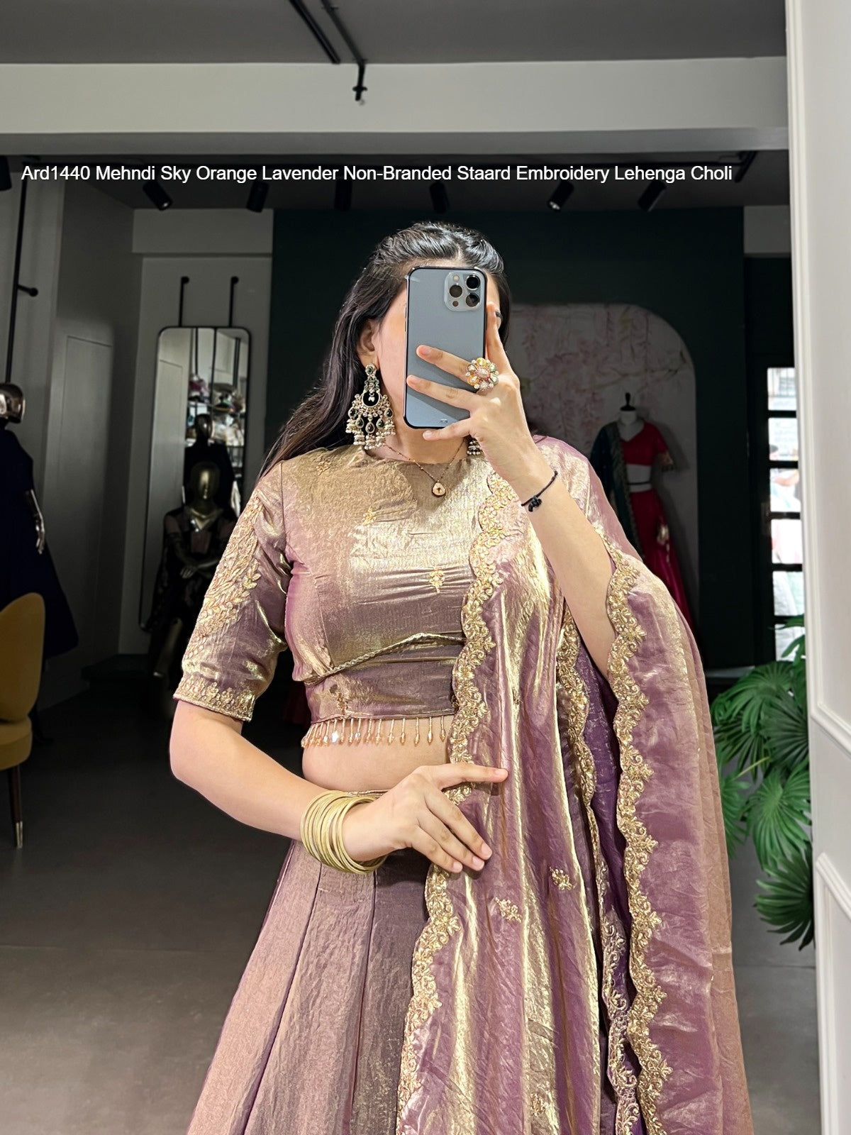 Ard1440 Mehndi Sky Orange Lavender Non-Branded Staard Embroidery Lehenga Choli