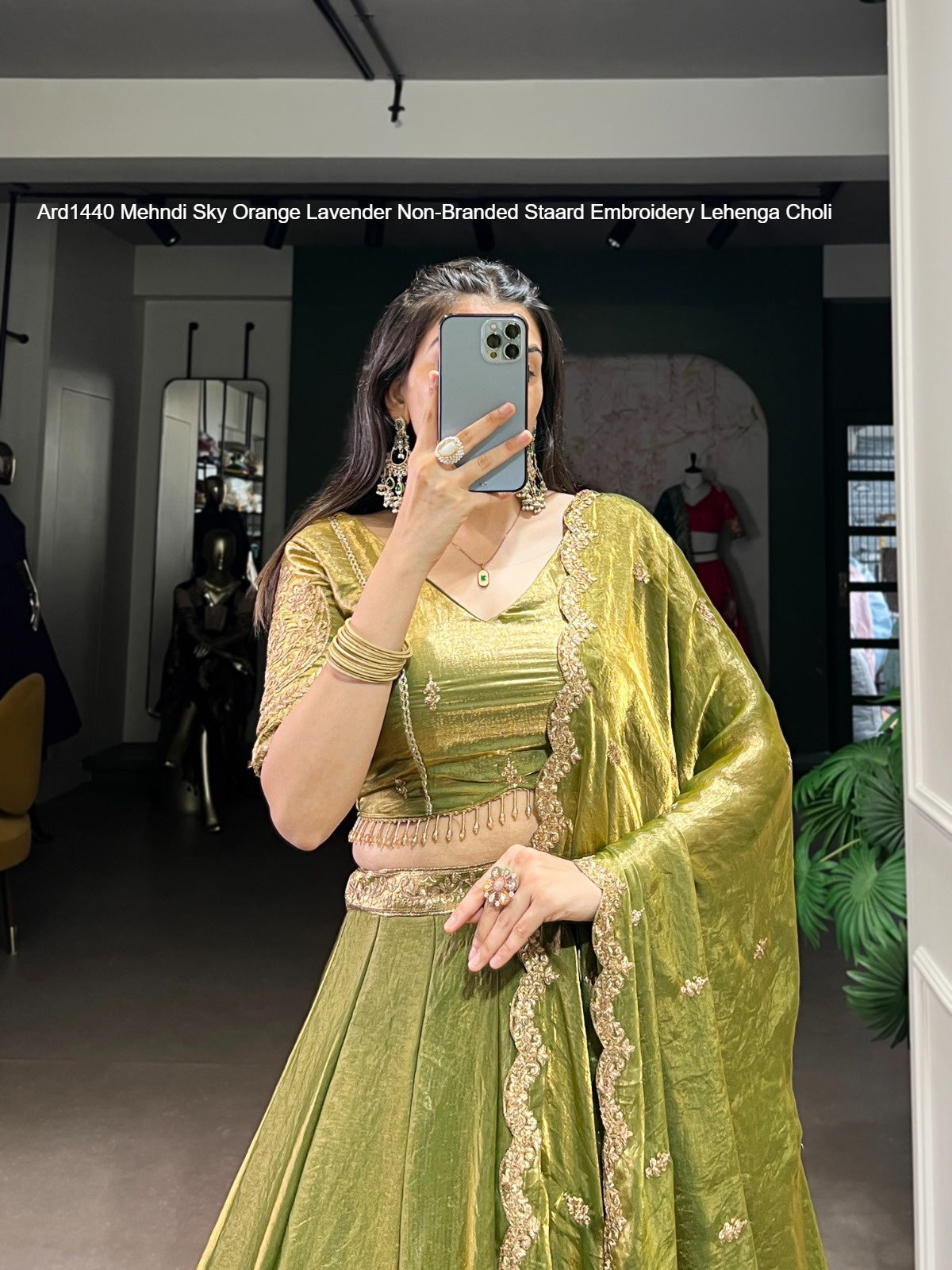 Ard1440 Mehndi Sky Orange Lavender Non-Branded Staard Embroidery Lehenga Choli