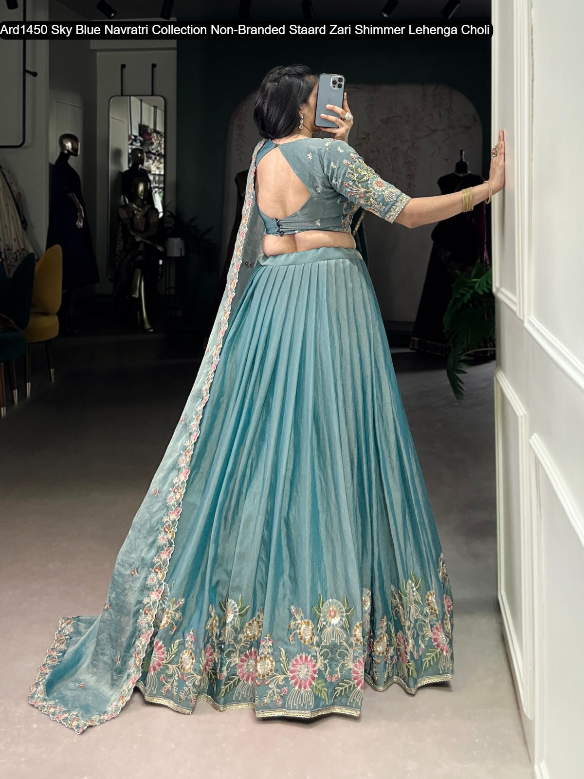 Ard1450 Sky Blue Navratri Collection Non-Branded Staard Zari Shimmer Lehenga Choli