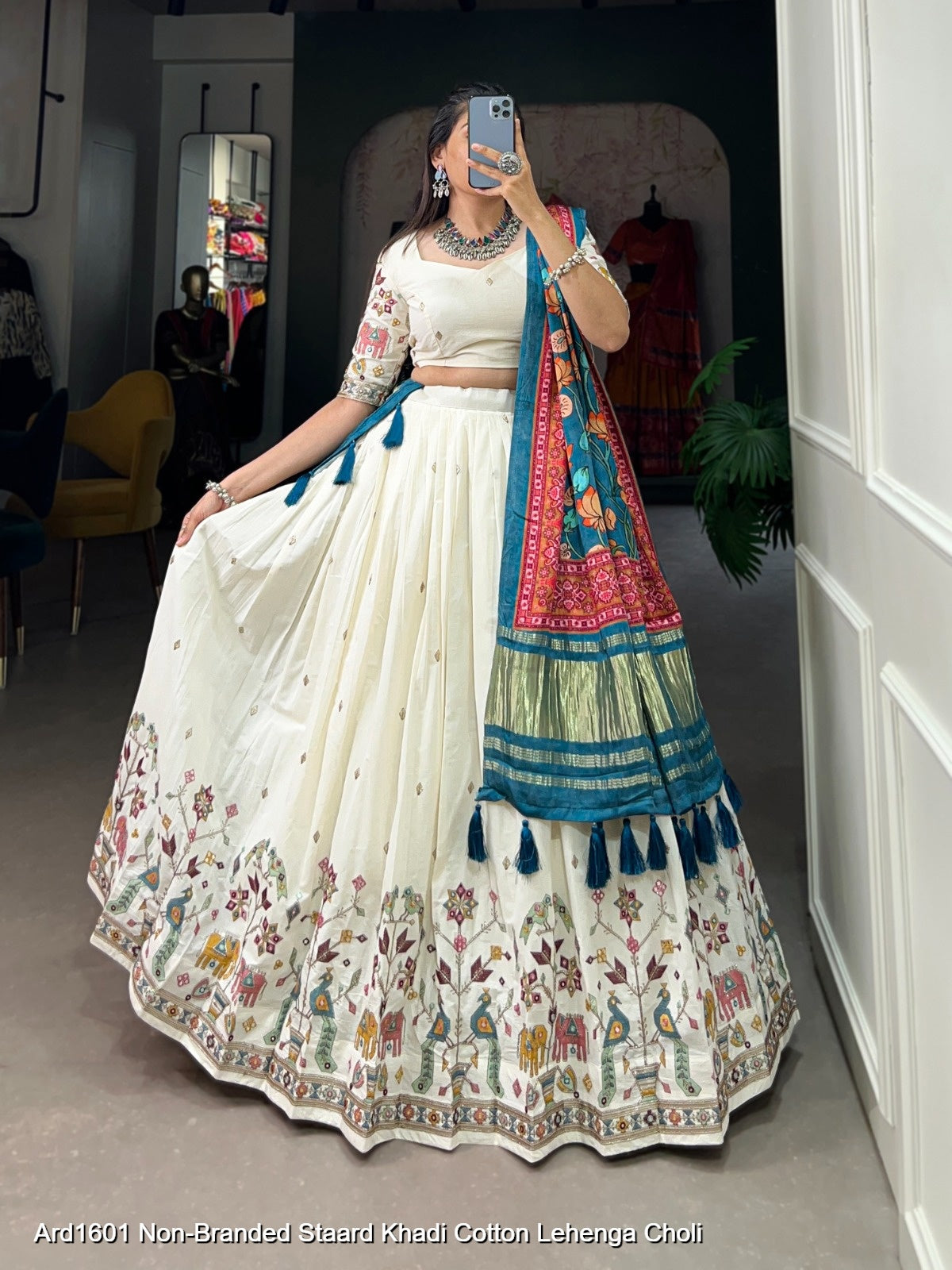 Ard1601 Non-Branded Staard Khadi Cotton Lehenga Choli