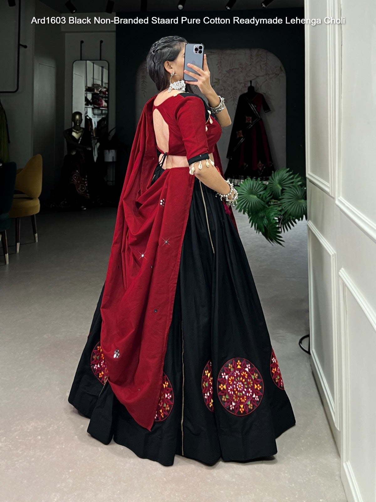 Ard1603 Black Non-Branded Staard Pure Cotton Readymade Lehenga Choli