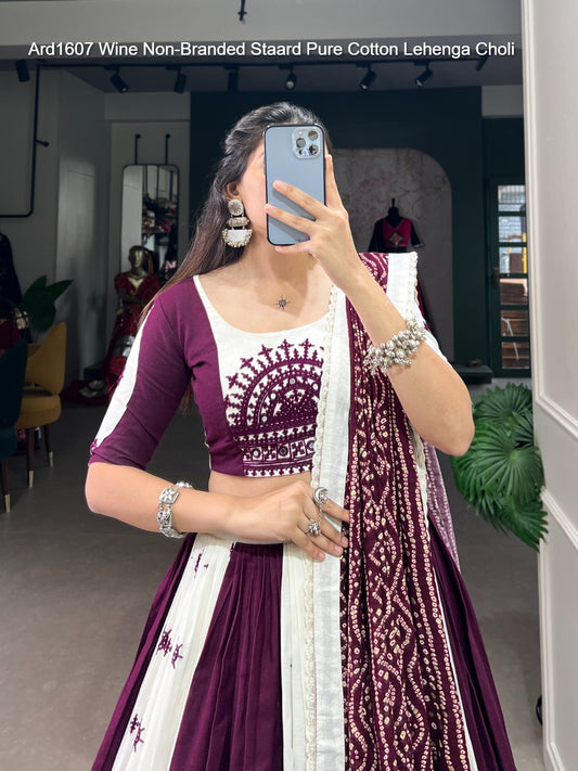 Ard1607 Wine Non-Branded Staard Pure Cotton Lehenga Choli