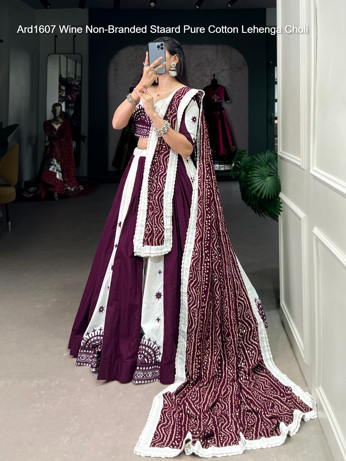 Ard1607 Wine Non-Branded Staard Pure Cotton Lehenga Choli