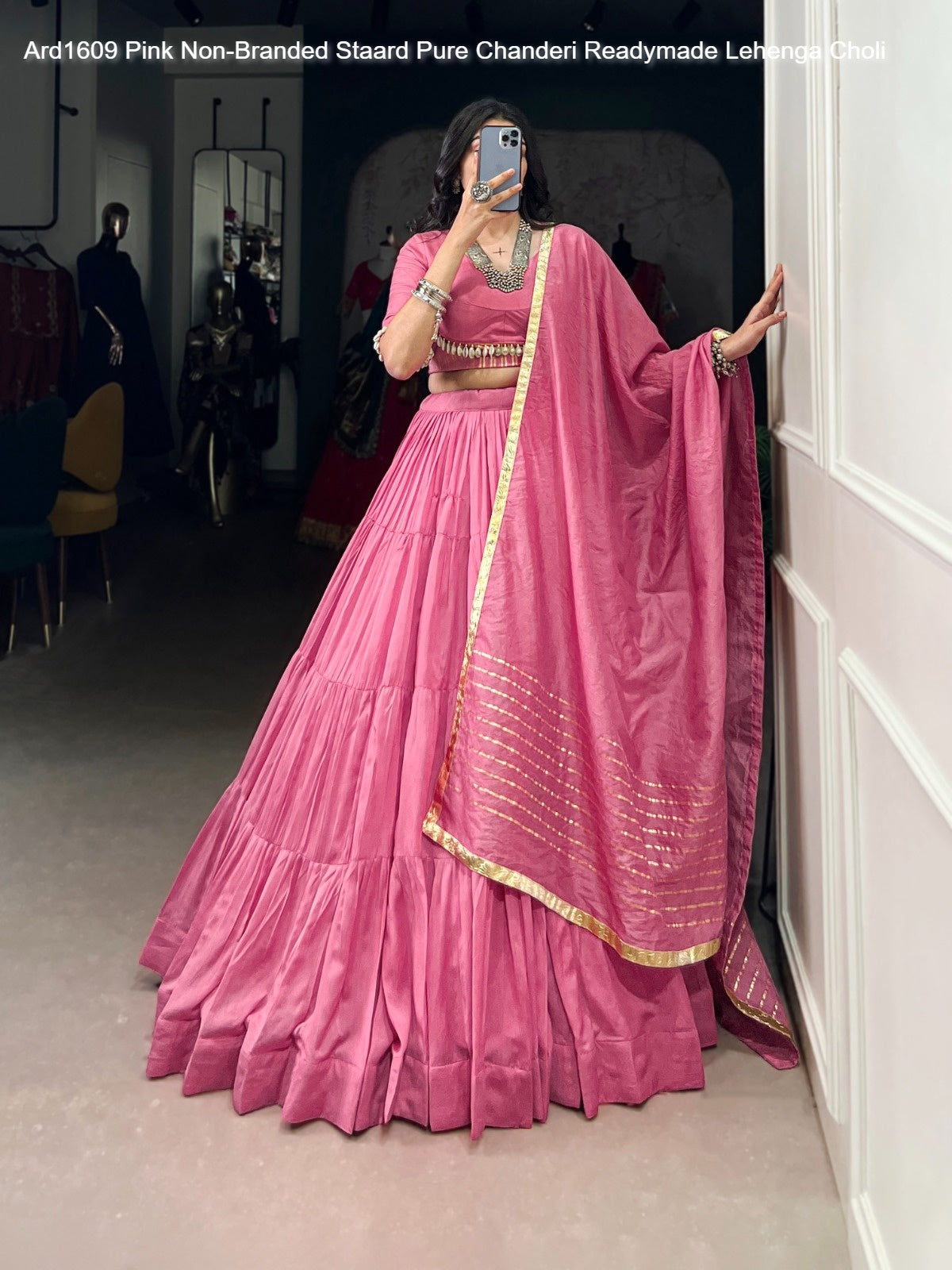 Ard1609 Pink Non-Branded Staard Pure Chanderi Readymade Lehenga Choli