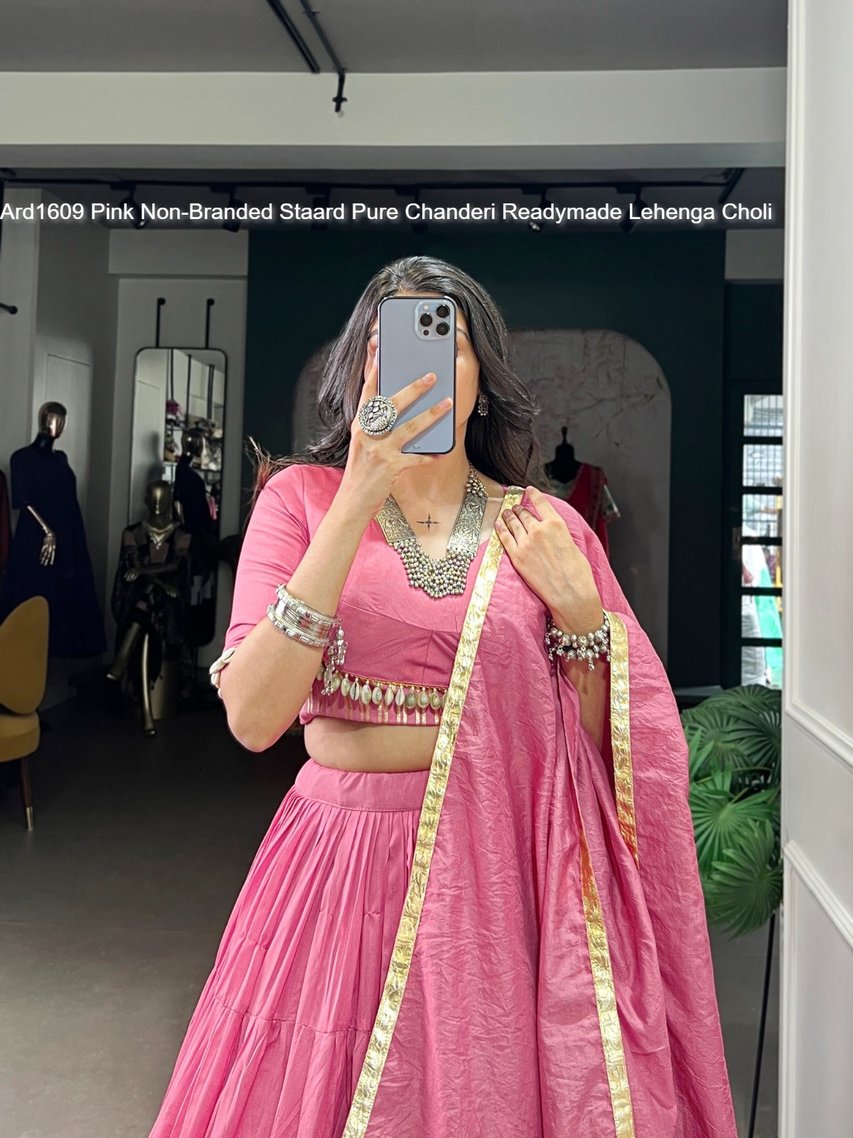 Ard1609 Pink Non-Branded Staard Pure Chanderi Readymade Lehenga Choli