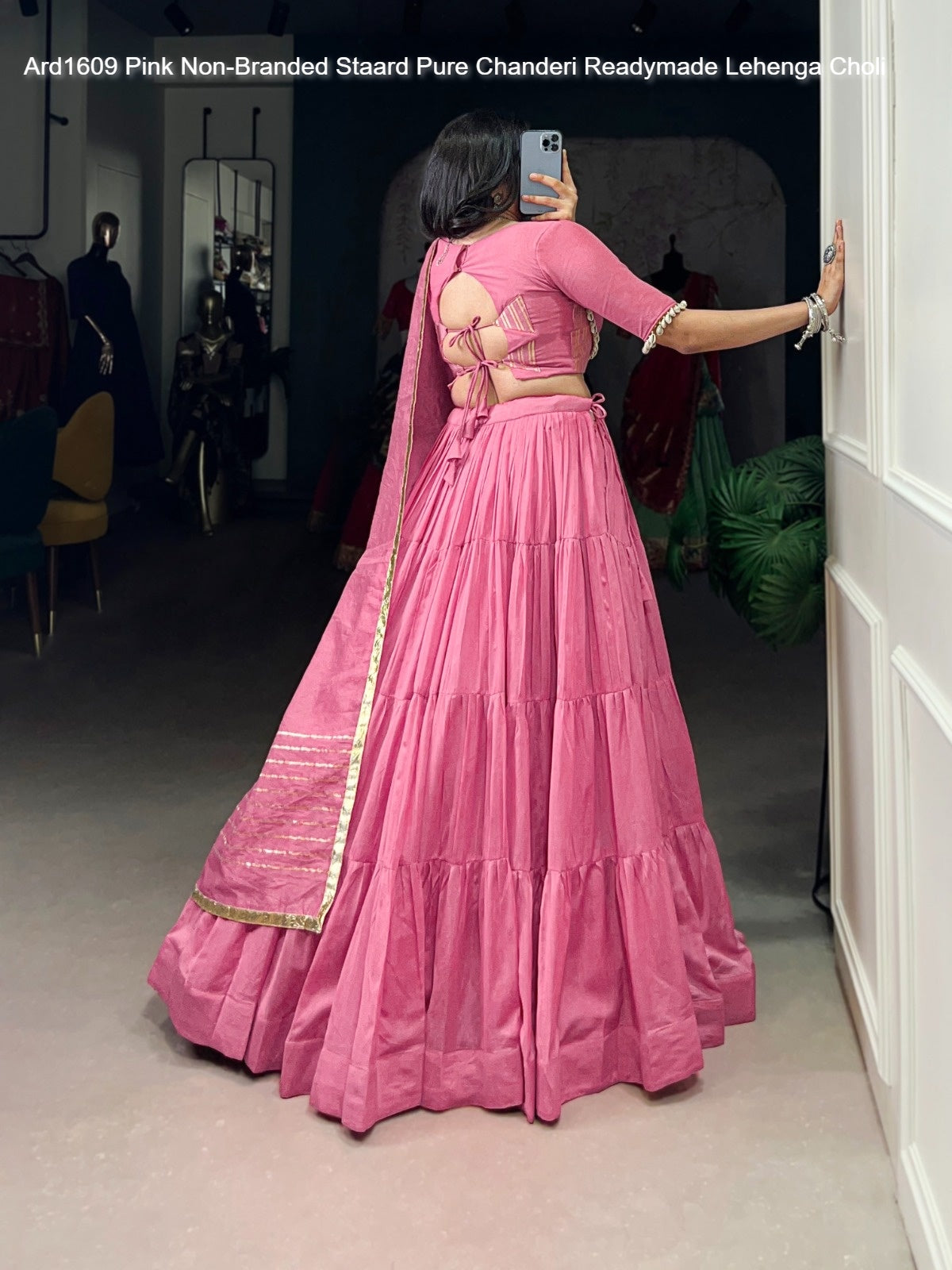 Ard1609 Pink Non-Branded Staard Pure Chanderi Readymade Lehenga Choli