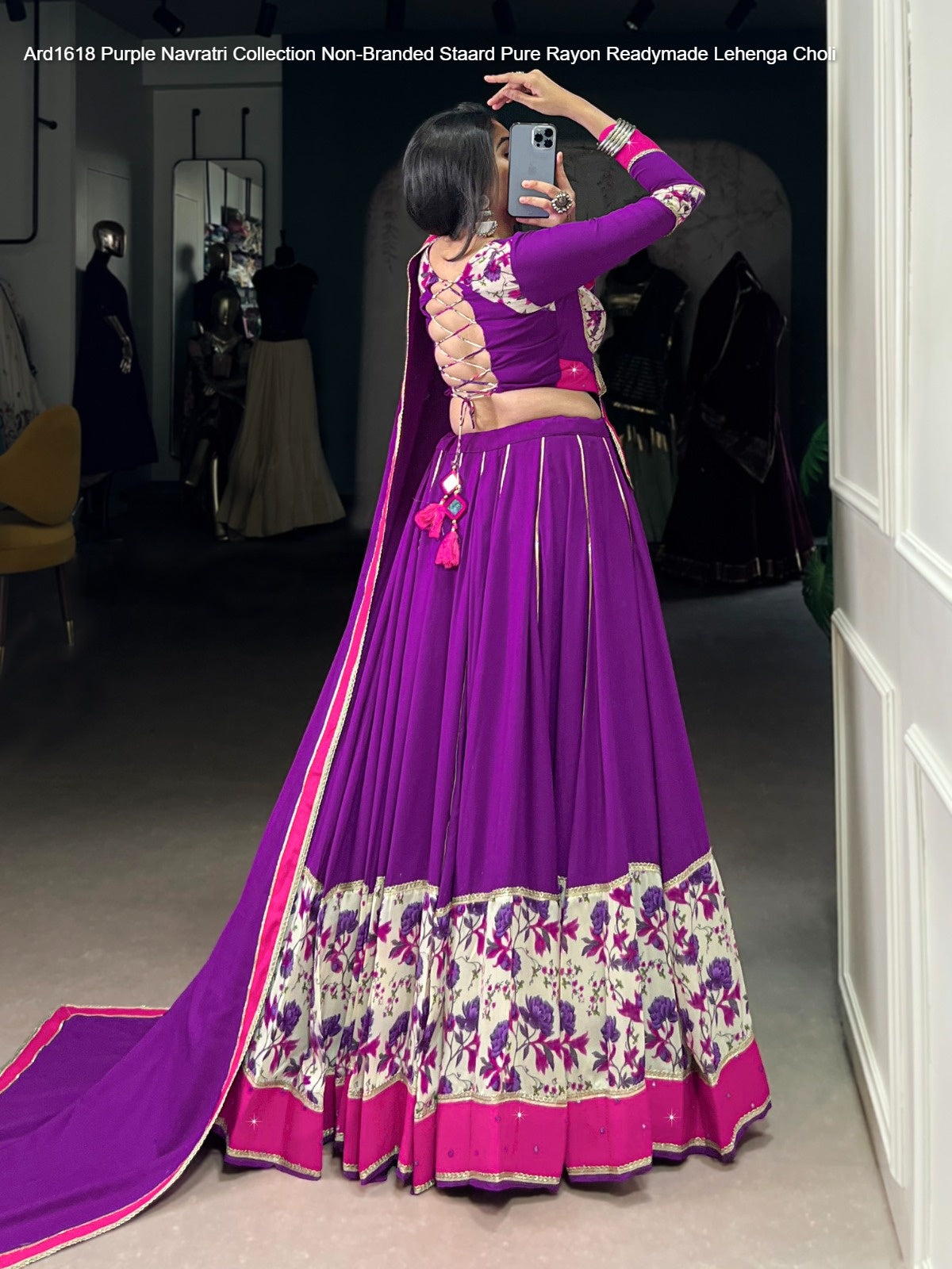 Ard1618 Purple Navratri Collection Non-Branded Staard Pure Rayon Readymade Lehenga Choli