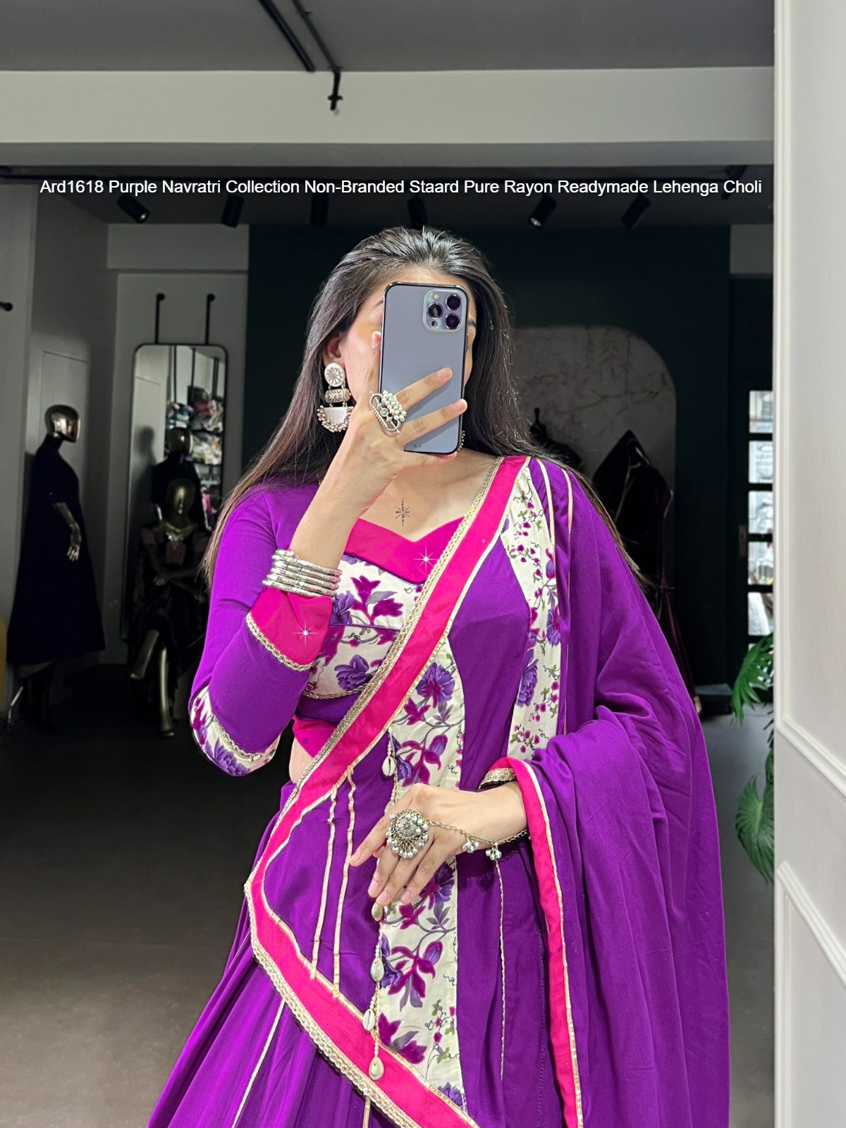 Ard1618 Purple Navratri Collection Non-Branded Staard Pure Rayon Readymade Lehenga Choli