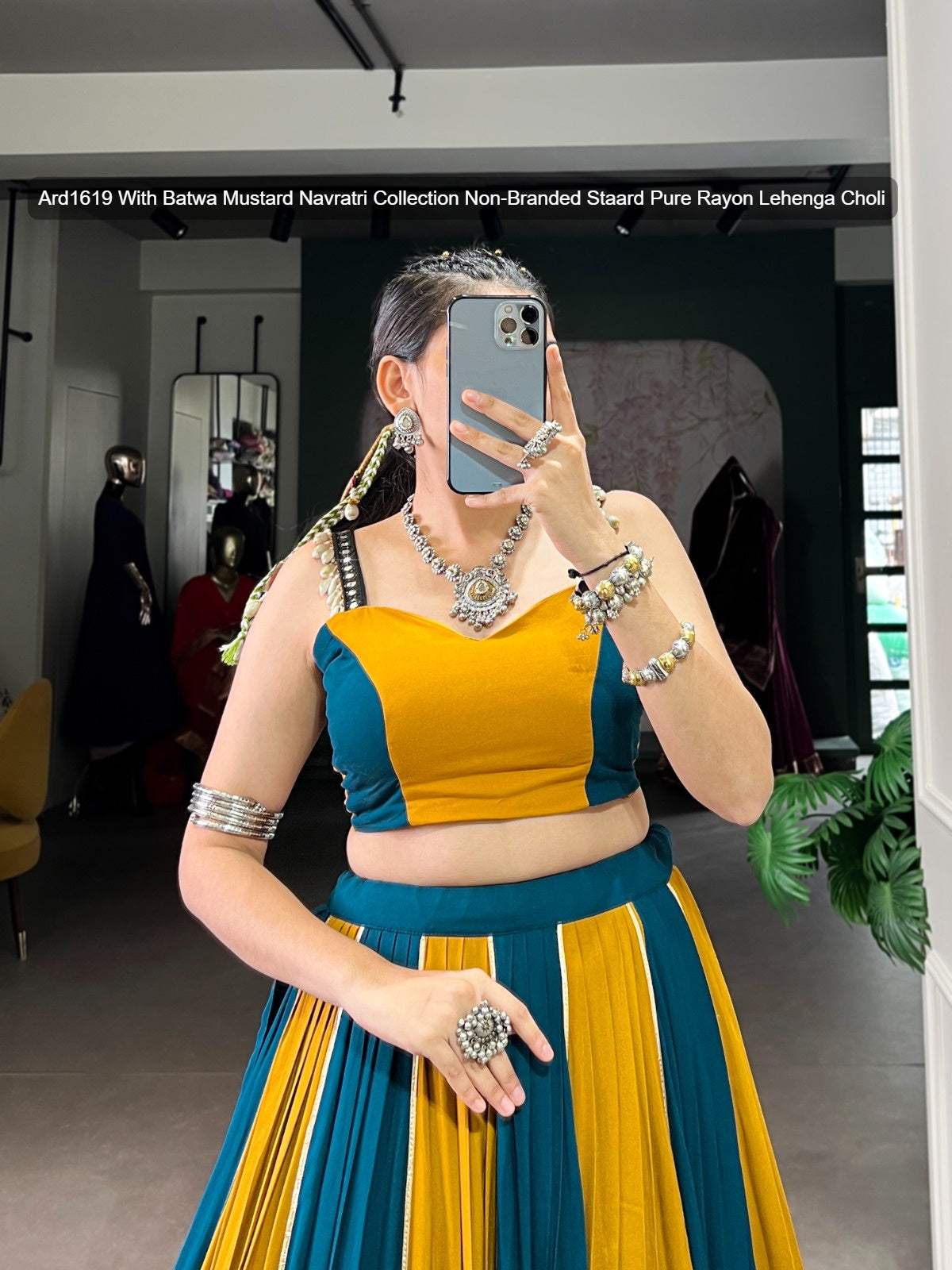 Ard1619 With Batwa Mustard Navratri Collection Non-Branded Staard Pure Rayon Lehenga Choli