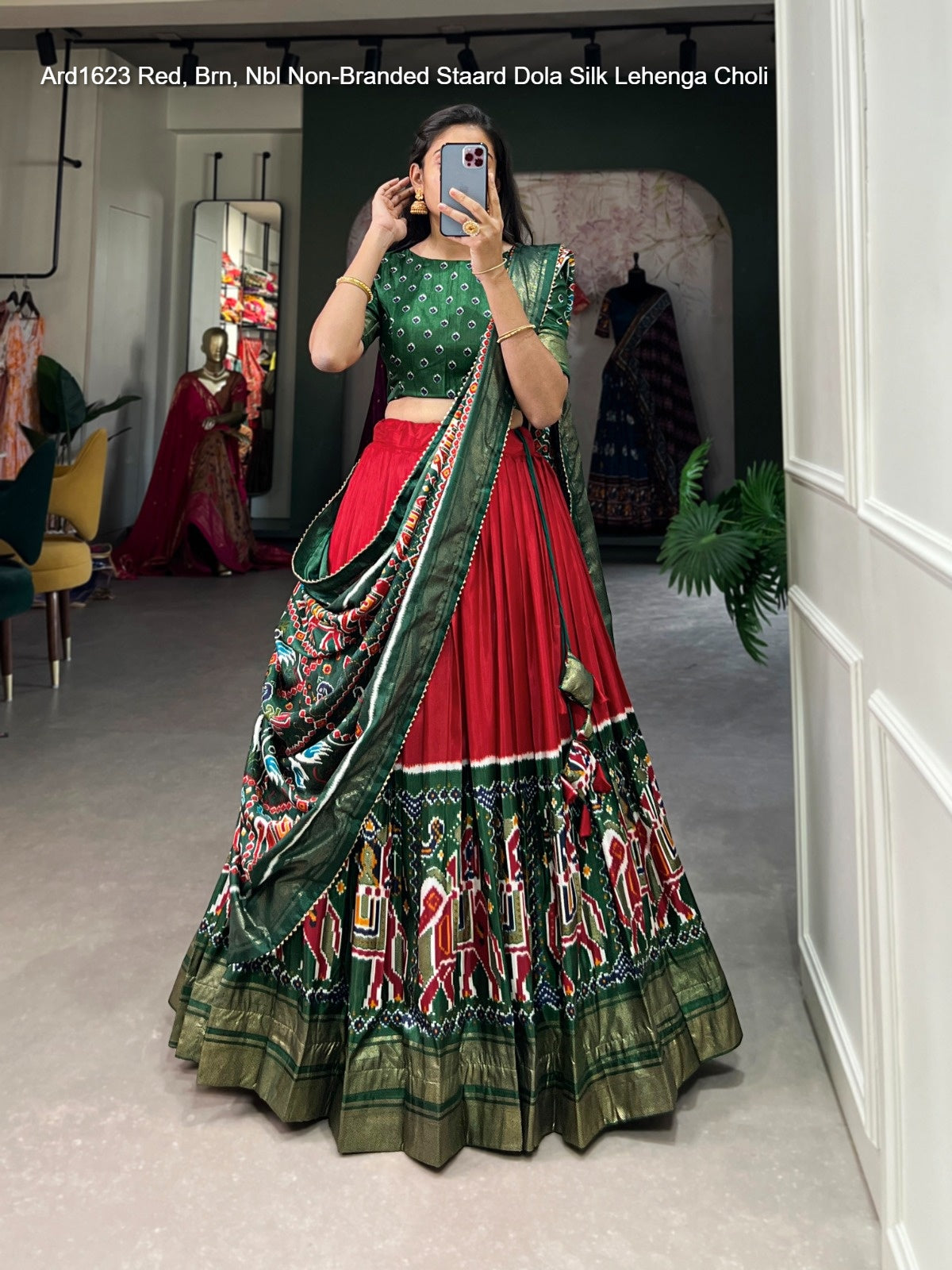 Ard1623 Red, Brn, Nbl Non-Branded Staard Dola Silk Lehenga Choli