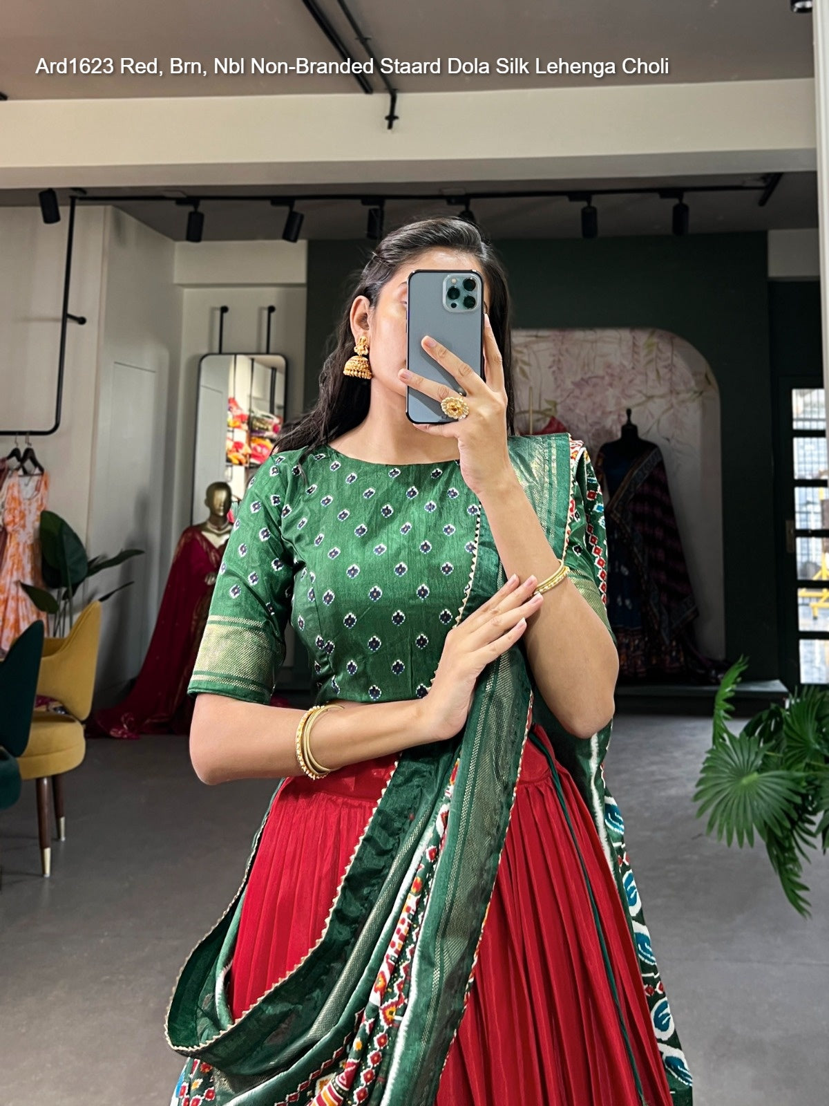 Ard1623 Red, Brn, Nbl Non-Branded Staard Dola Silk Lehenga Choli