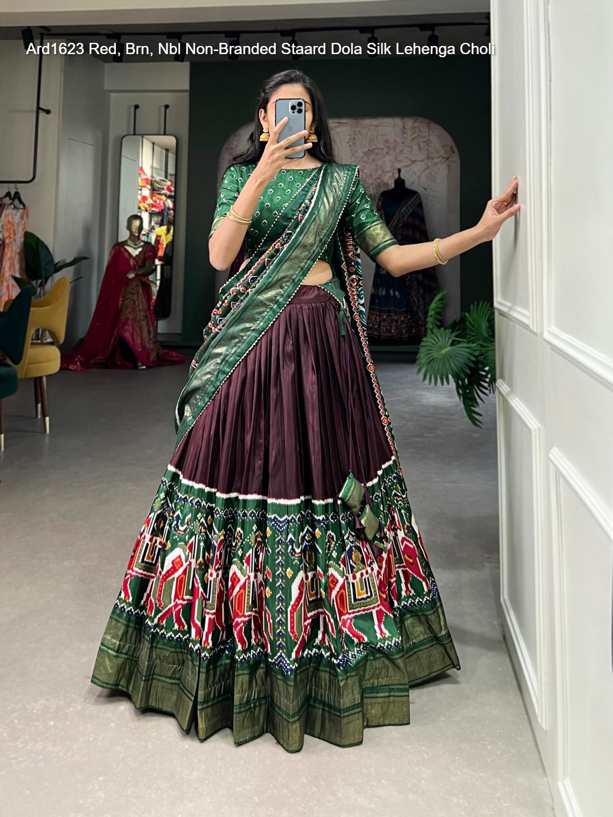 Ard1623 Red, Brn, Nbl Non-Branded Staard Dola Silk Lehenga Choli
