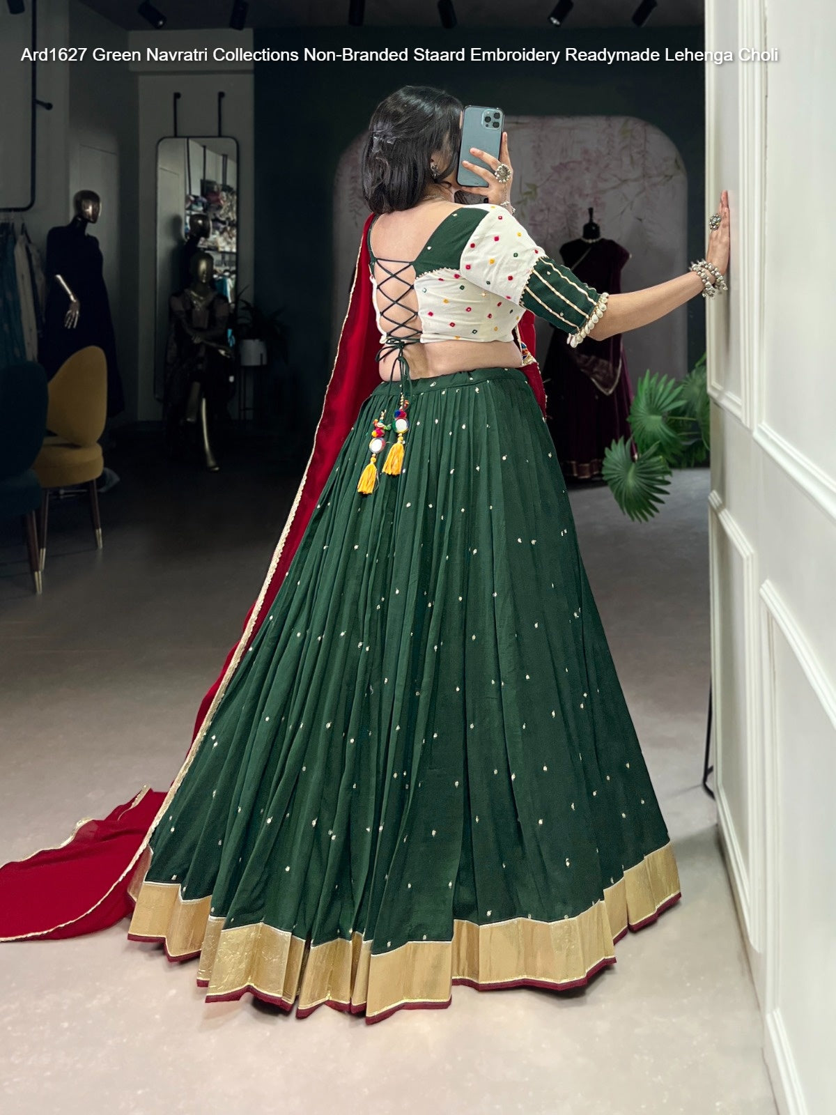 Ard1627 Green Navratri Collections Non-Branded Staard Embroidery Readymade Lehenga Choli