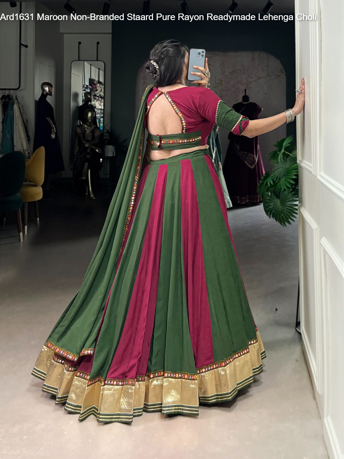 Ard1631 Maroon Non-Branded Staard Pure Rayon Readymade Lehenga Choli