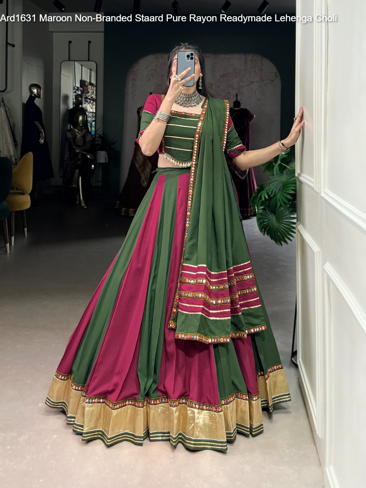 Ard1631 Maroon Non-Branded Staard Pure Rayon Readymade Lehenga Choli