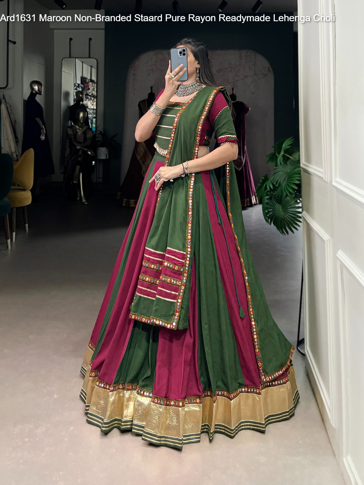 Ard1631 Maroon Non-Branded Staard Pure Rayon Readymade Lehenga Choli