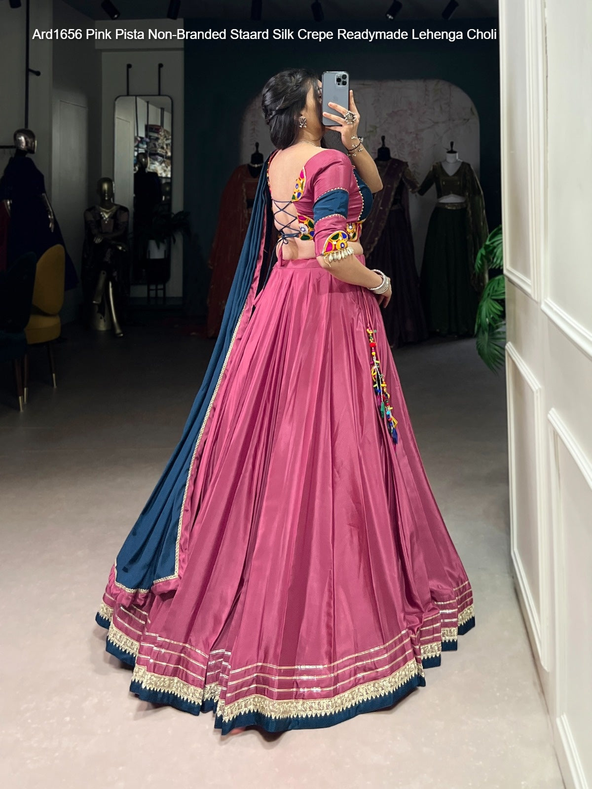 Ard1656 Pink Pista Non-Branded Staard Silk Crepe Readymade Lehenga Choli