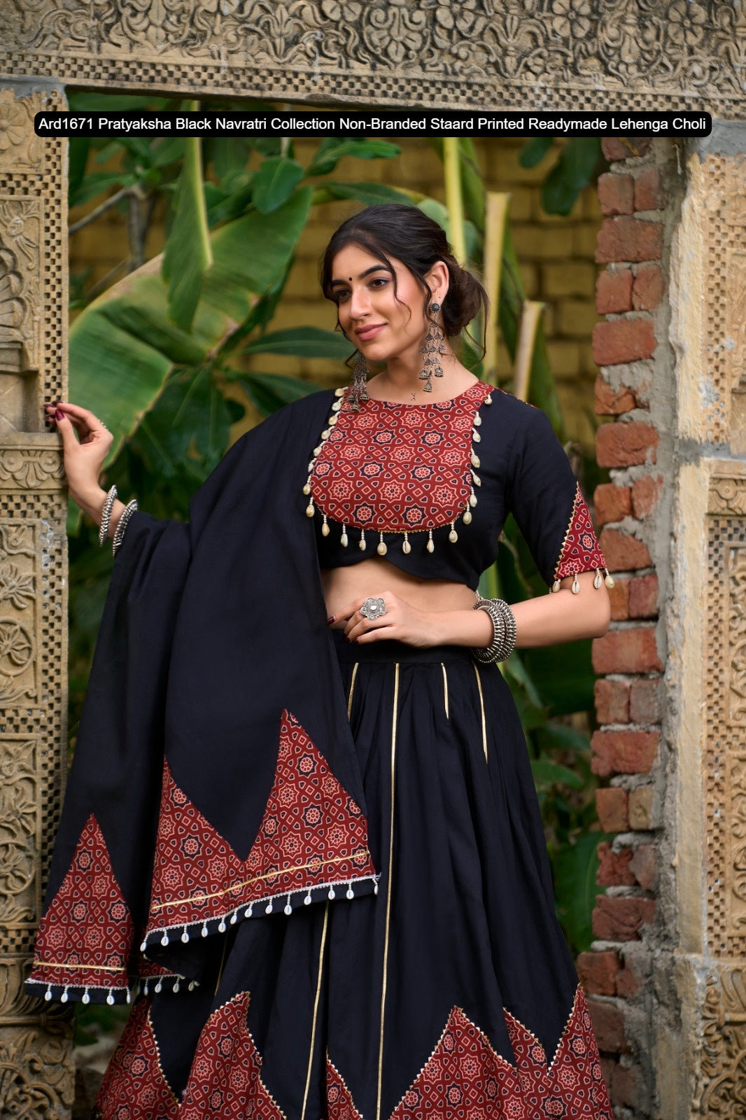Ard1671 Pratyaksha Black Navratri Collection Non-Branded Staard Printed Readymade Lehenga Choli