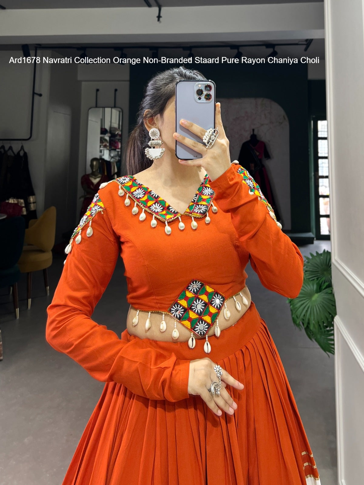 Ard1678 Navratri Collection Orange Non-Branded Staard Pure Rayon Chaniya Choli