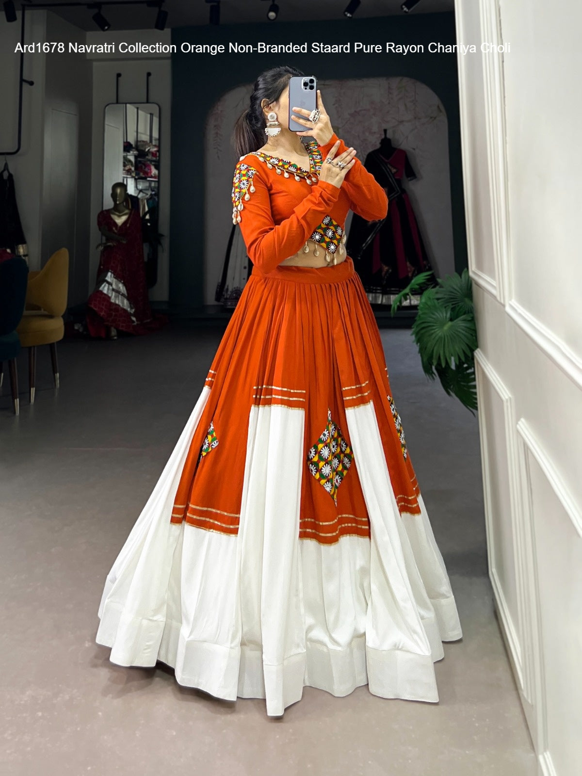 Ard1678 Navratri Collection Orange Non-Branded Staard Pure Rayon Chaniya Choli