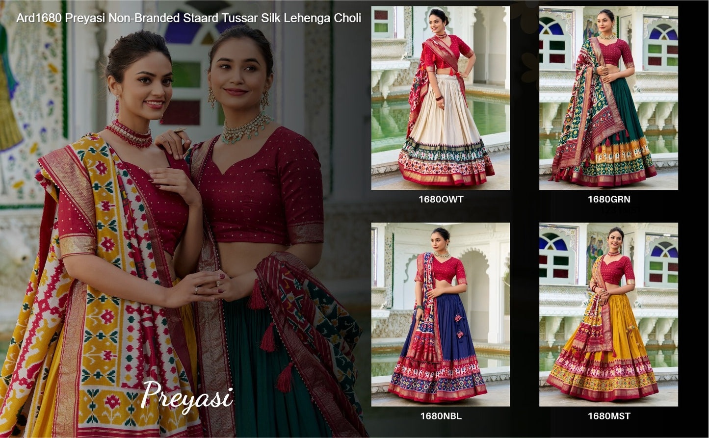 Ard1680 Preyasi Non-Branded Staard Tussar Silk Lehenga Choli