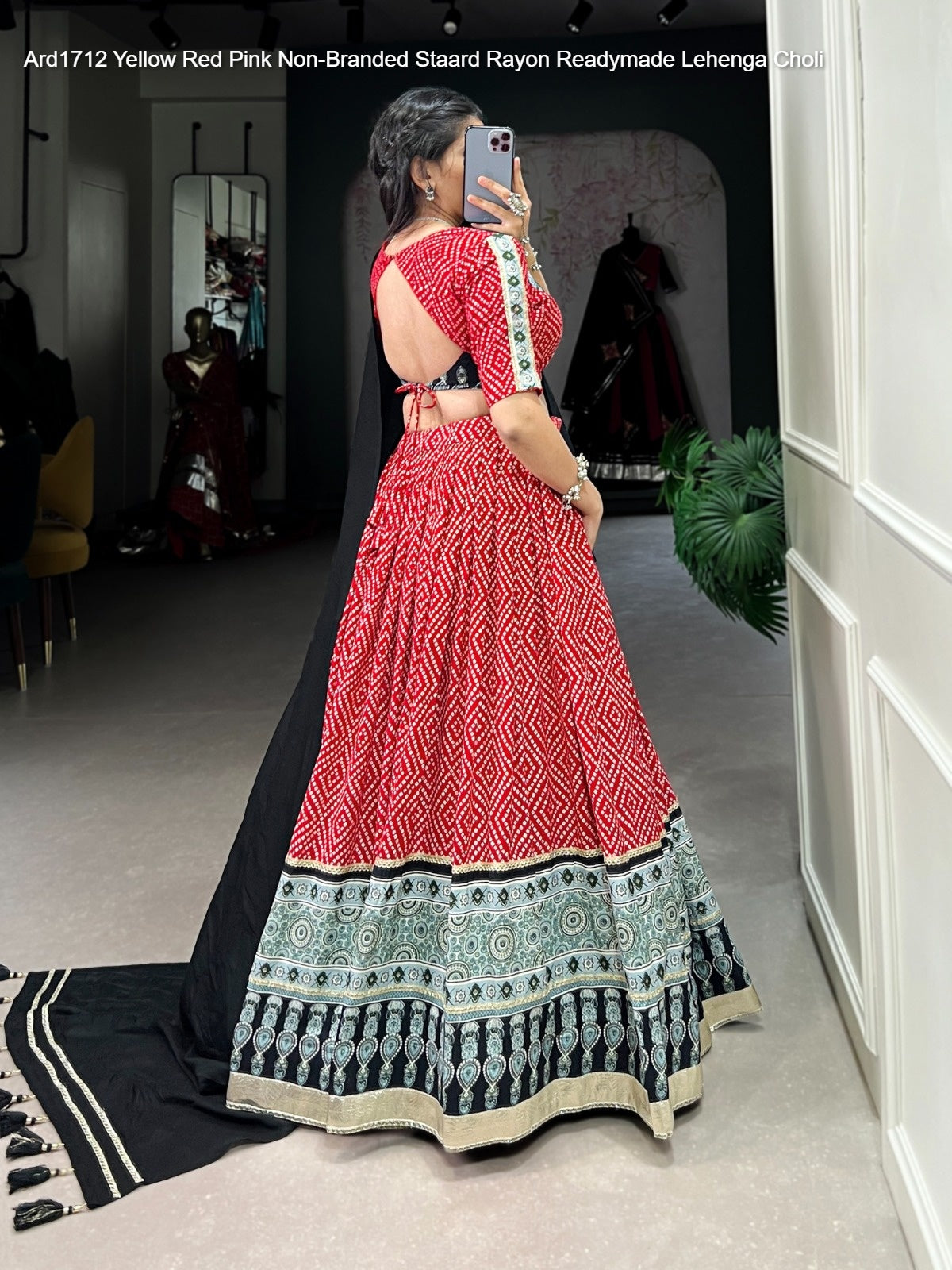 Ard1712 Yellow Red Pink Non-Branded Staard Rayon Readymade Lehenga Choli