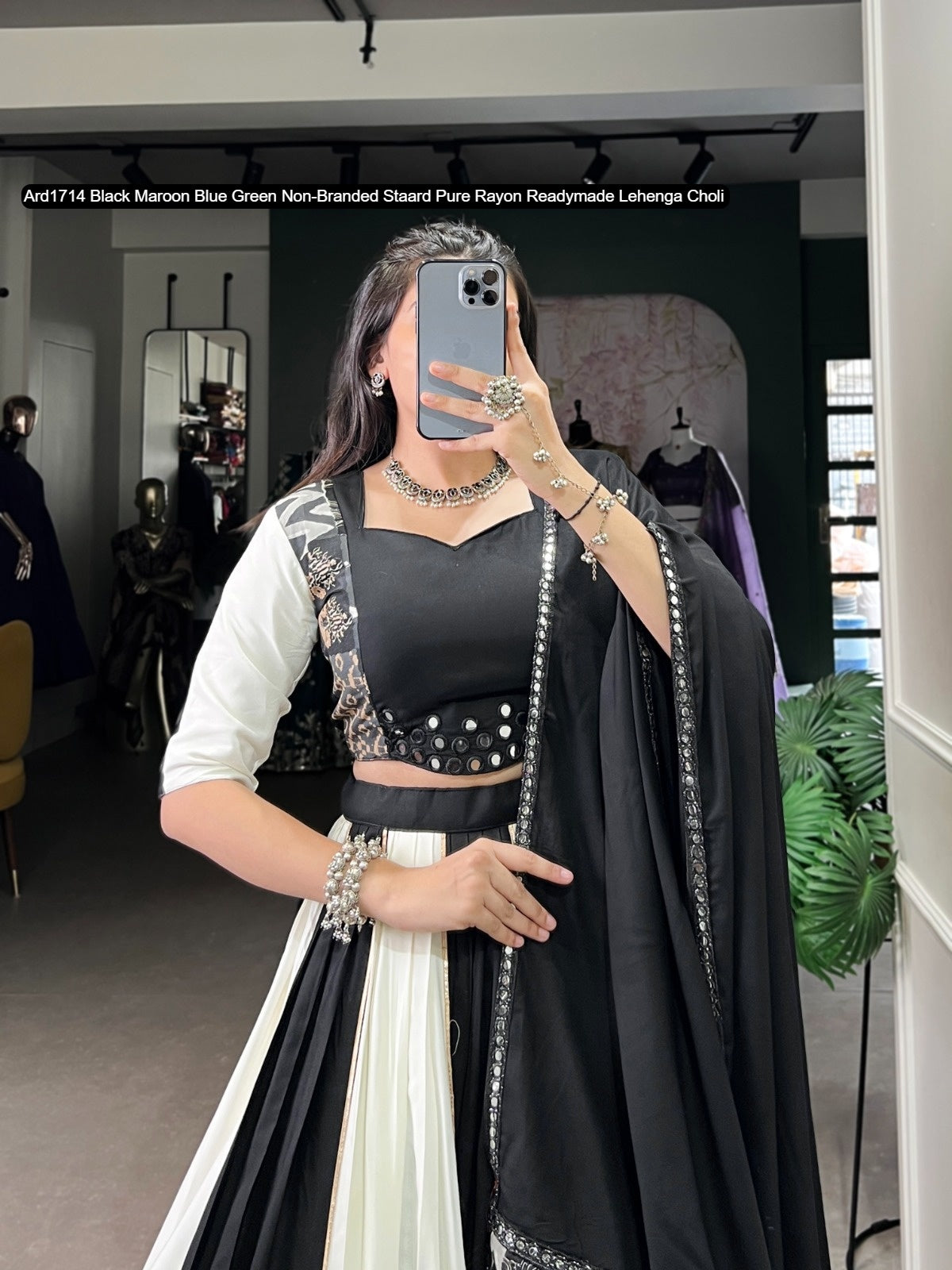 Ard1714 Black Maroon Blue Green Non-Branded Staard Pure Rayon Readymade Lehenga Choli