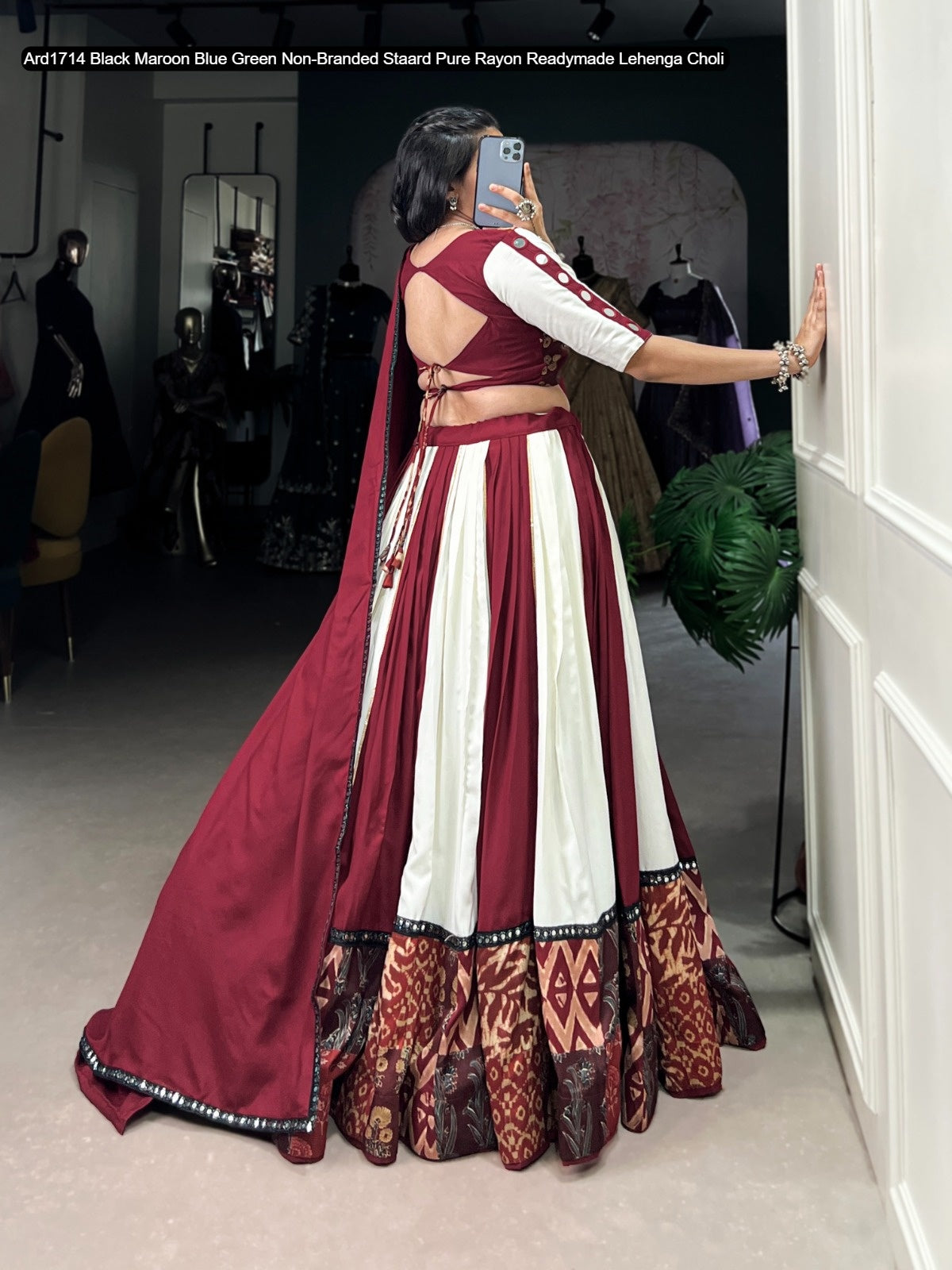 Ard1714 Black Maroon Blue Green Non-Branded Staard Pure Rayon Readymade Lehenga Choli