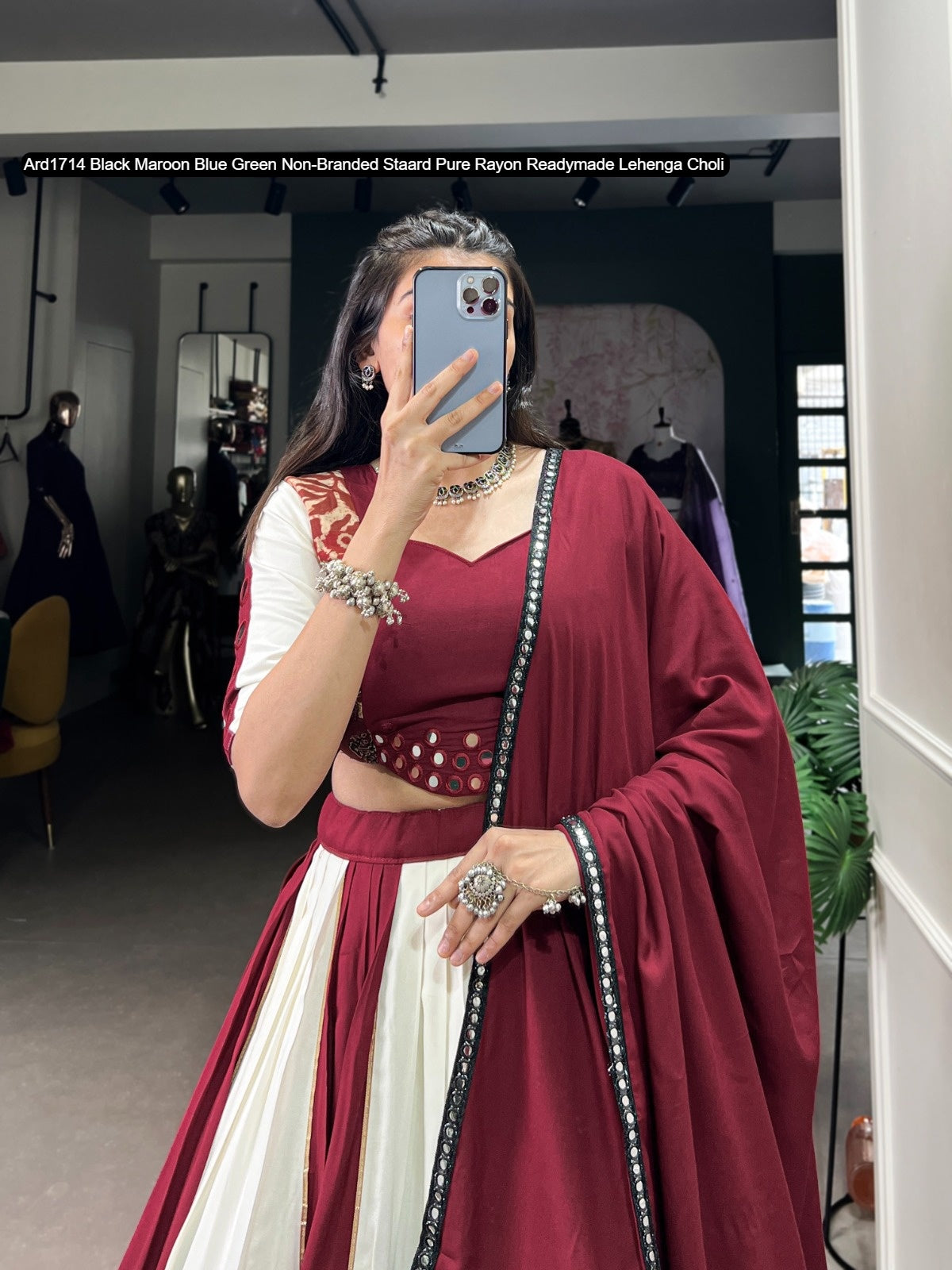Ard1714 Black Maroon Blue Green Non-Branded Staard Pure Rayon Readymade Lehenga Choli