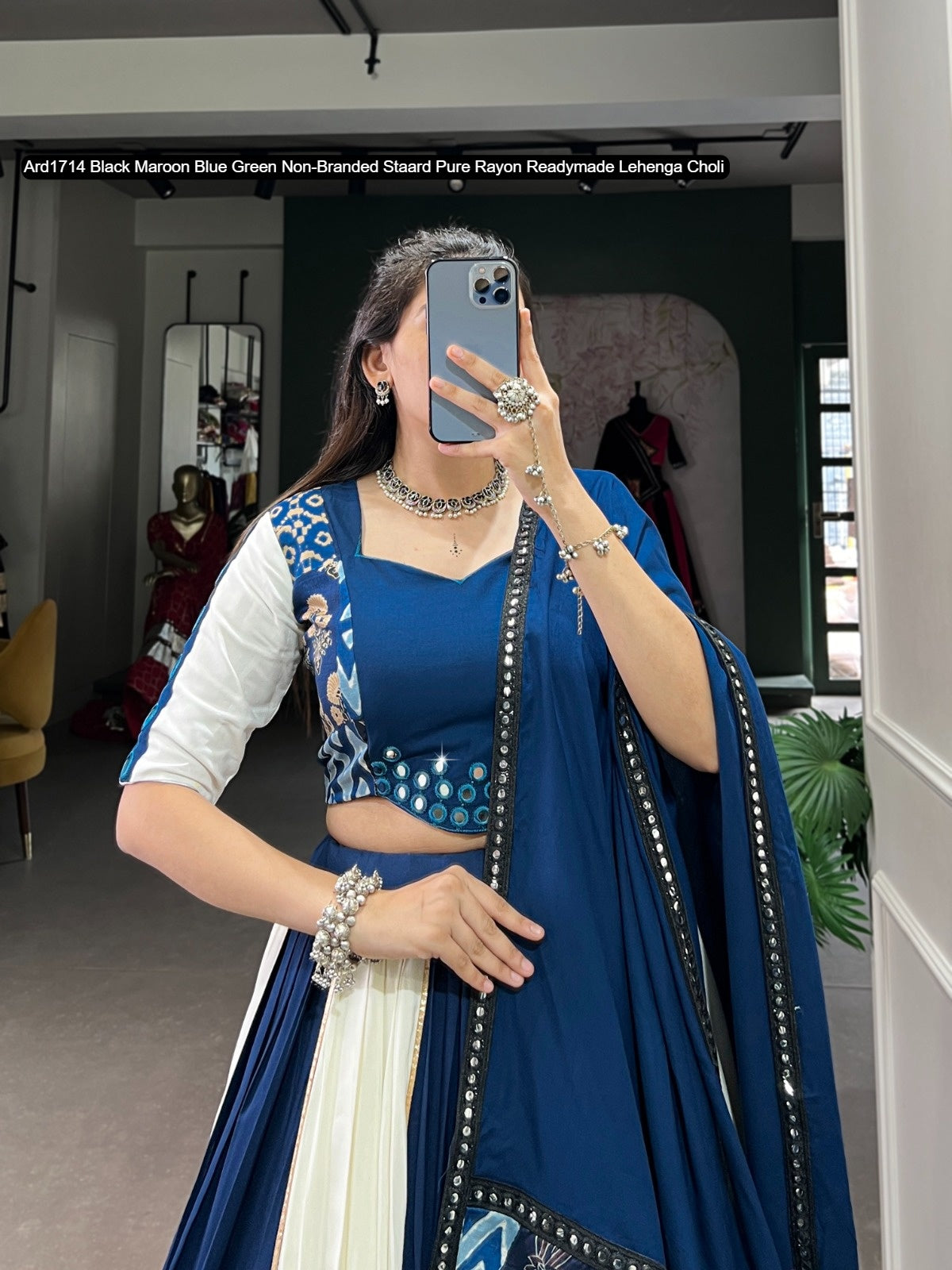 Ard1714 Black Maroon Blue Green Non-Branded Staard Pure Rayon Readymade Lehenga Choli