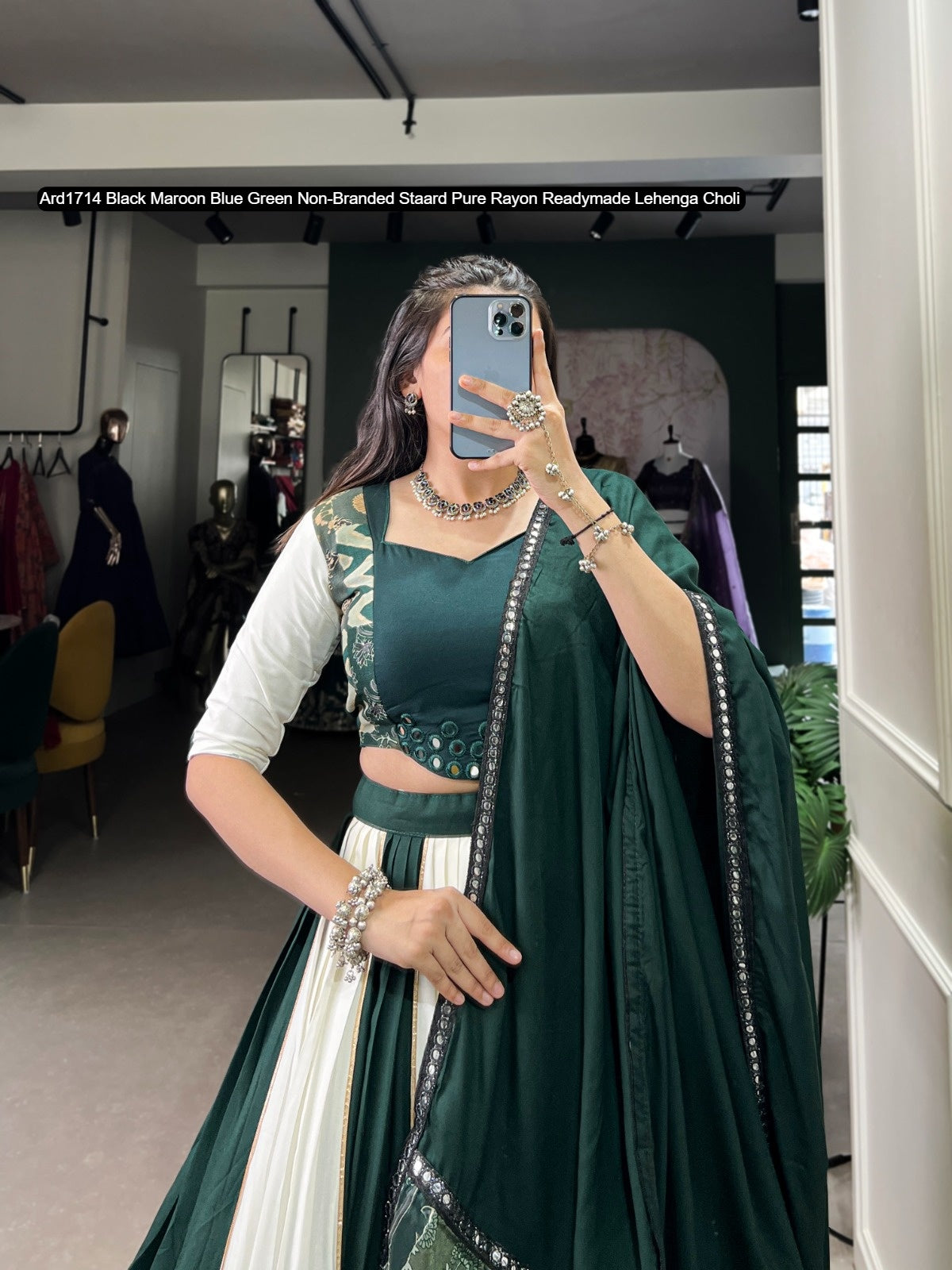 Ard1714 Black Maroon Blue Green Non-Branded Staard Pure Rayon Readymade Lehenga Choli