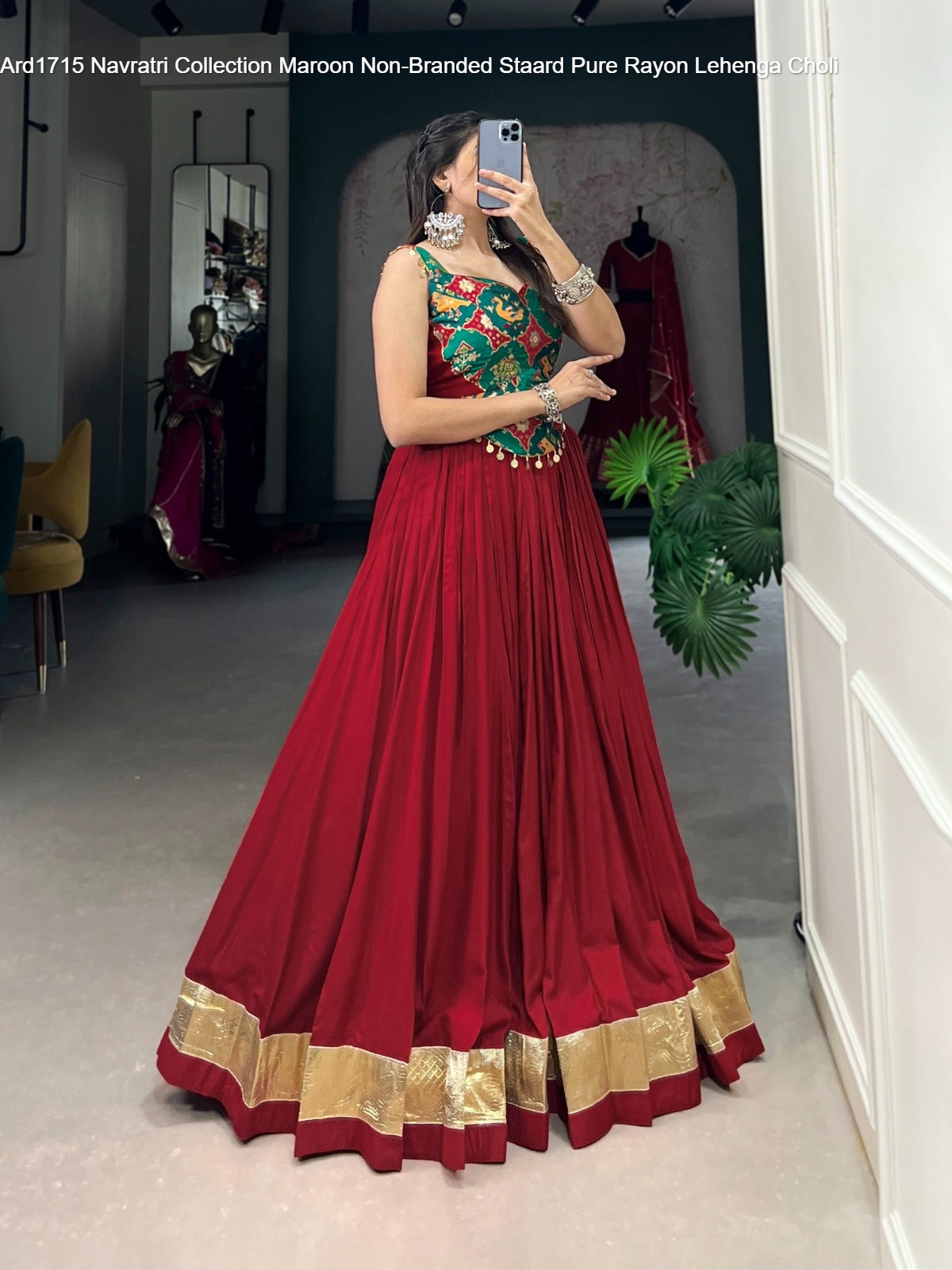 Ard1715 Navratri Collection Maroon Non-Branded Staard Pure Rayon Readymade Lehenga Choli