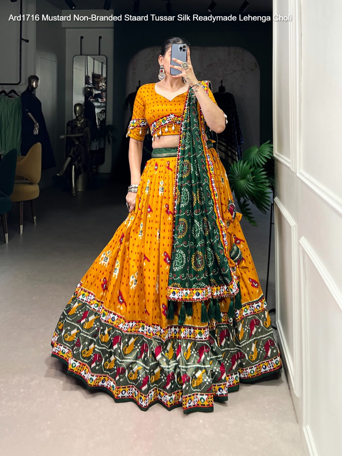 Ard1716 Mustard Non-Branded Staard Tussar Silk Readymade Lehenga Choli