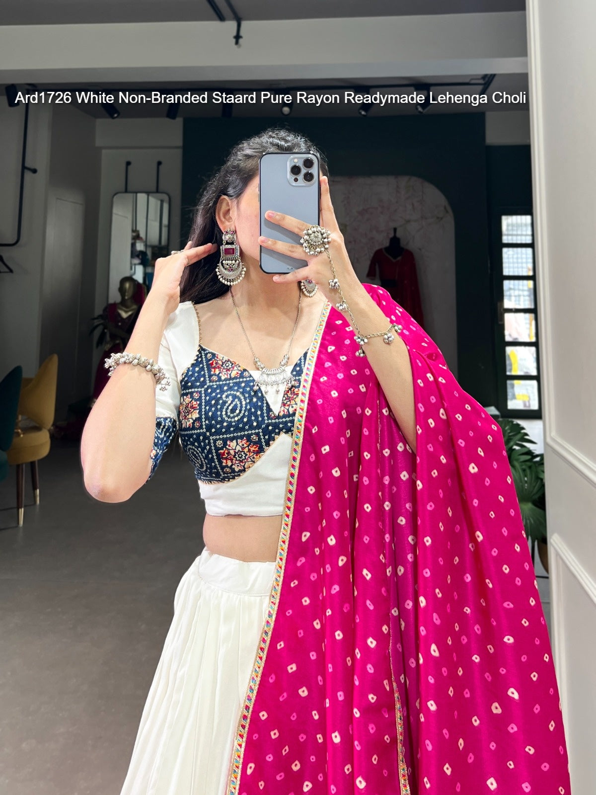 Ard1726 White Non-Branded Staard Pure Rayon Readymade Lehenga Choli
