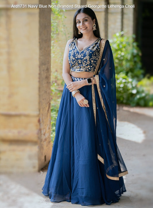 Ard1731 Navy Blue Non-Branded Staard Georgette Lehenga Choli