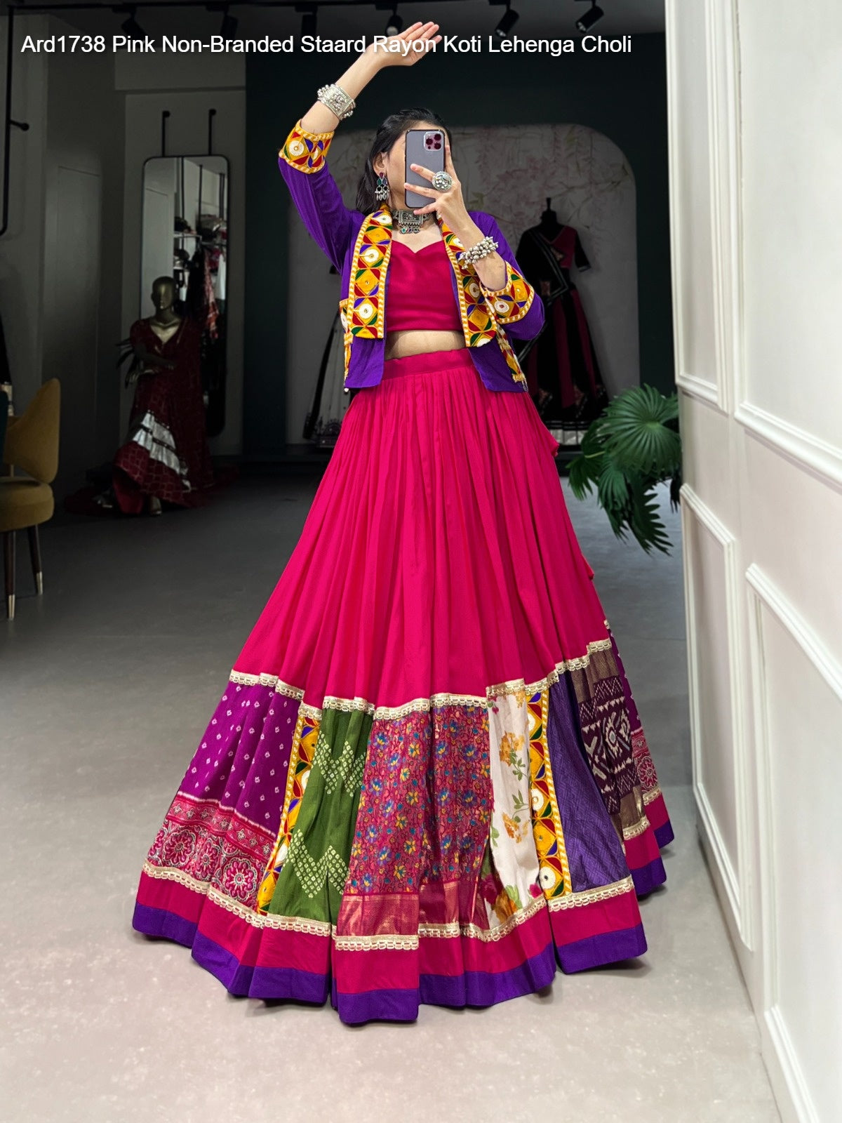 Ard1738 Pink Non-Branded Staard Rayon Koti Lehenga Choli