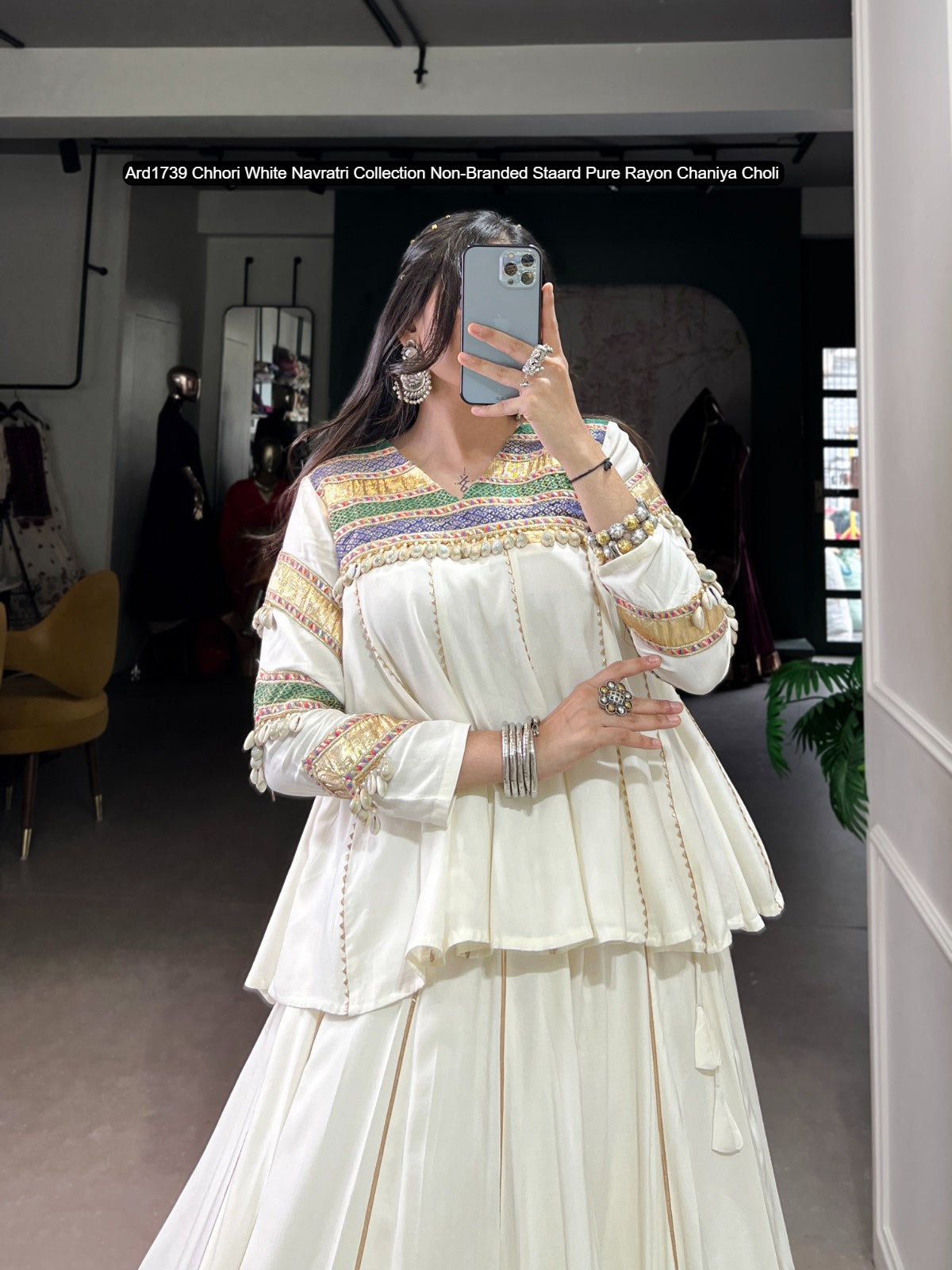 Ard1739 Chhori White Navratri Collection Non-Branded Staard Pure Rayon Chaniya Choli