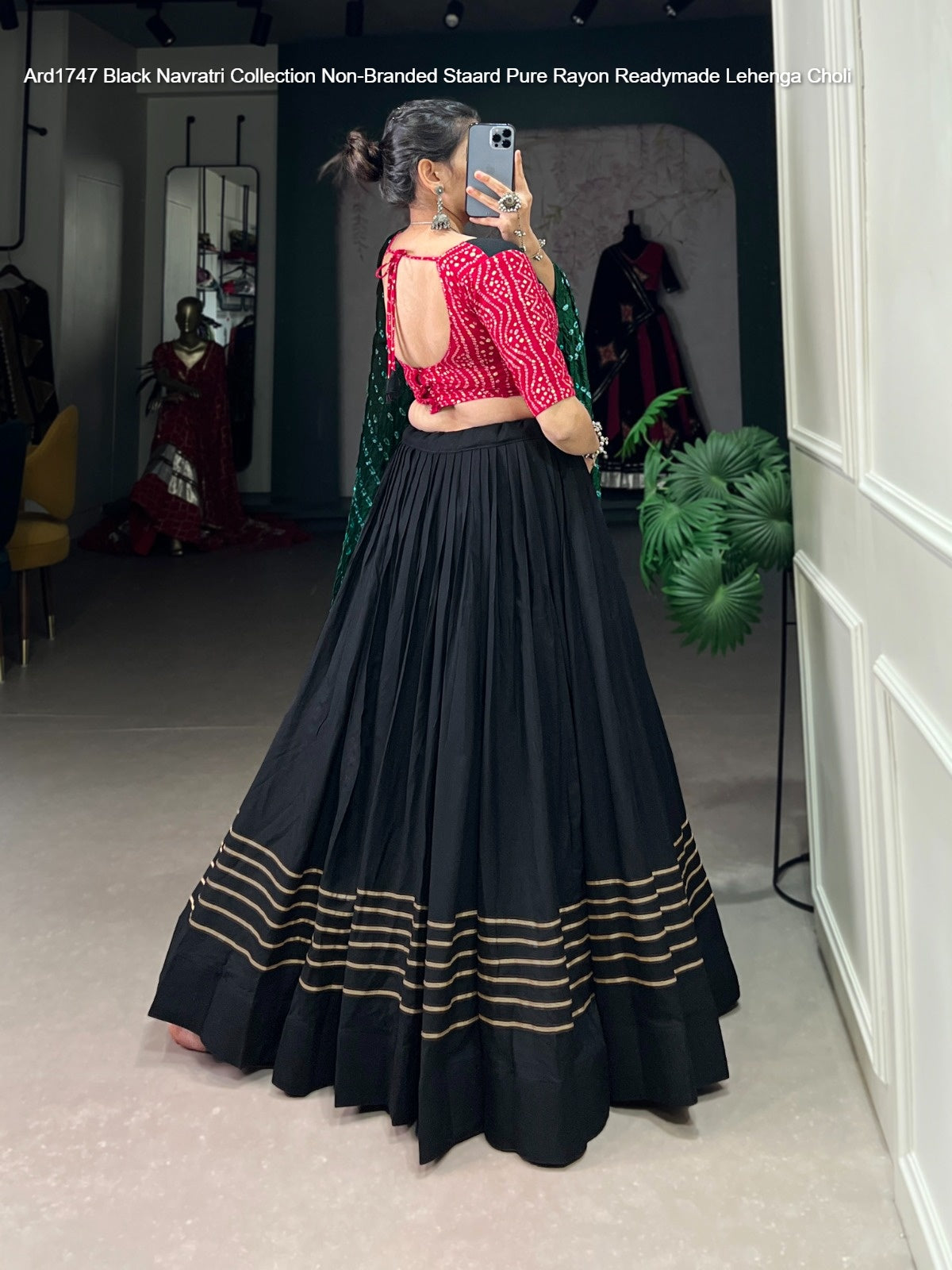 Ard1747 Black Navratri Collection Non-Branded Staard Pure Rayon Readymade Lehenga Choli