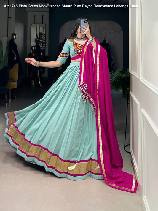 Ard1748 Pista Green Non-Branded Staard Pure Rayon Readymade Lehenga Choli