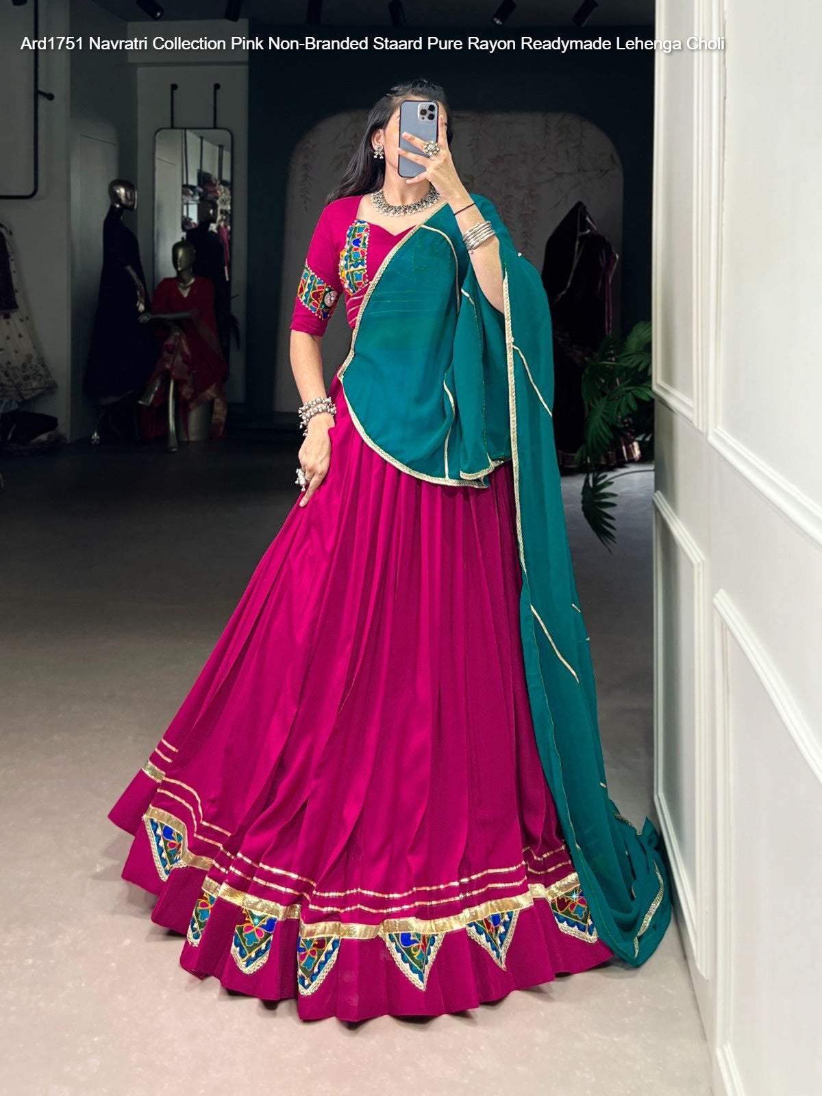 Ard1751 Navratri Collection Pink Non-Branded Staard Pure Rayon Readymade Lehenga Choli