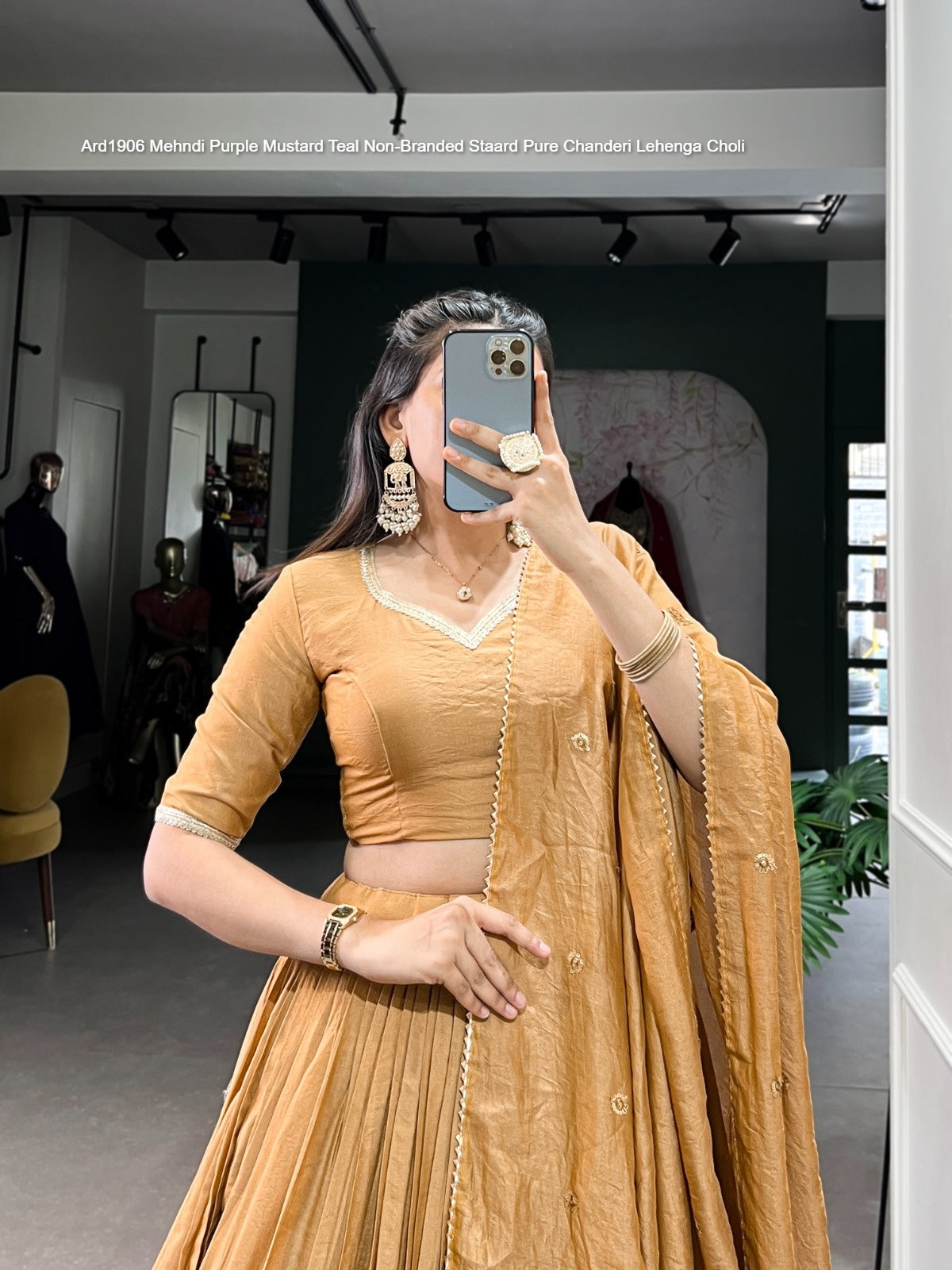 Ard1906 Mehndi Purple Mustard Teal Non-Branded Staard Pure Chanderi Lehenga Choli