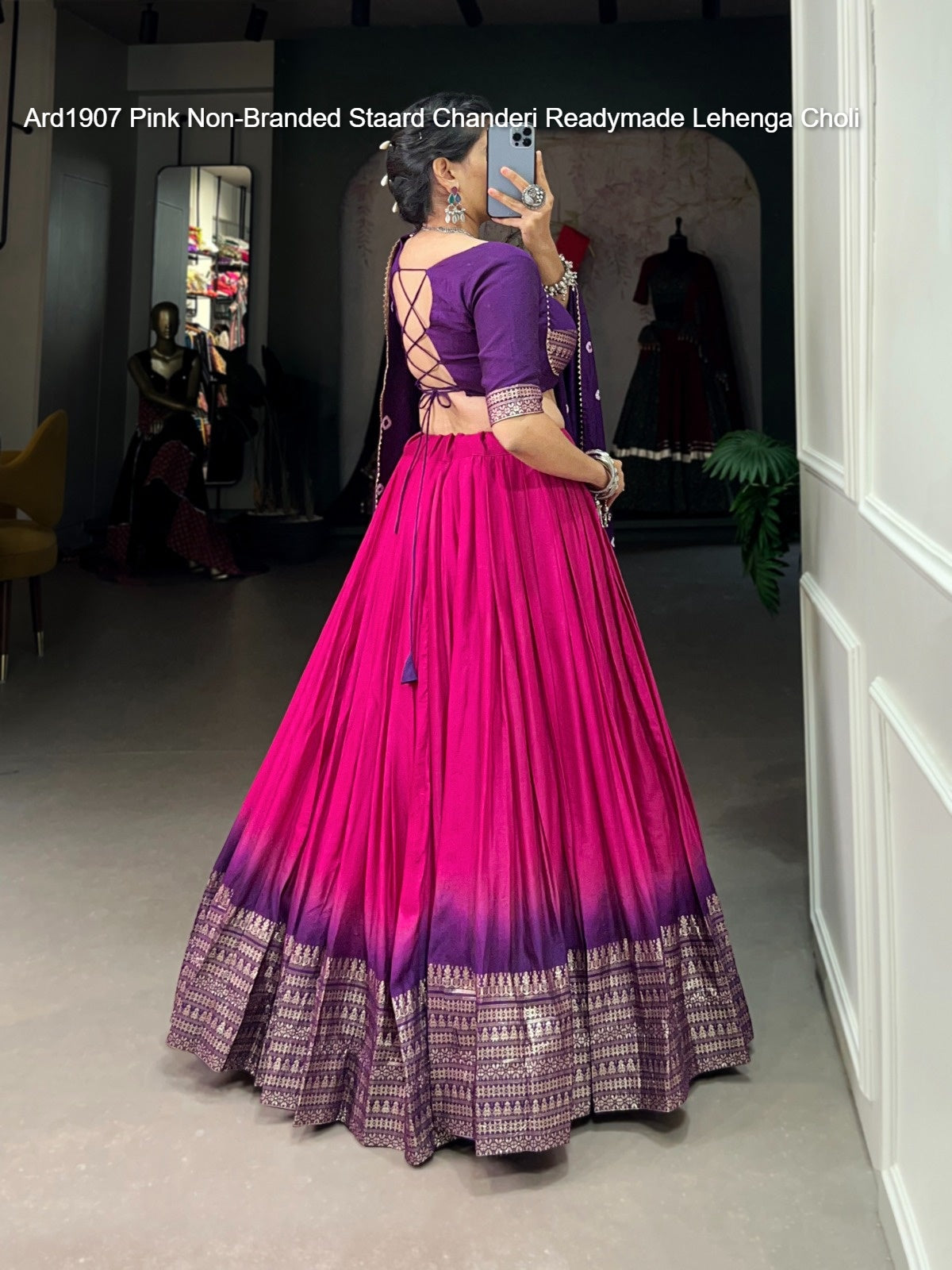 Ard1907 Pink Non-Branded Staard Chanderi Readymade Lehenga Choli