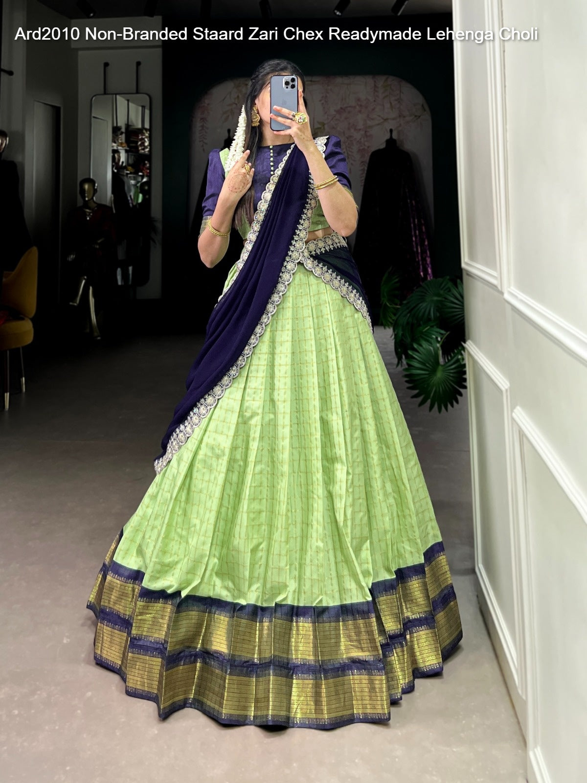 Ard2010 Non-Branded Staard Zari Chex Readymade Lehenga Choli
