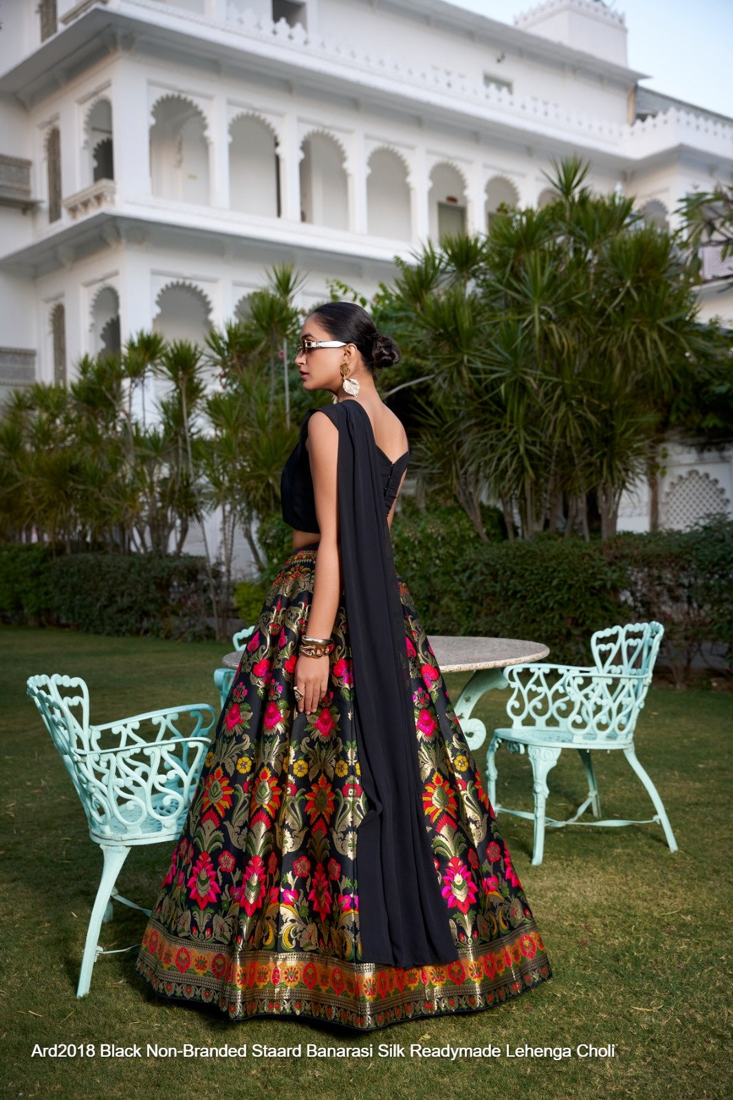 Ard2018 Black Non-Branded Staard Banarasi Silk Readymade Lehenga Choli