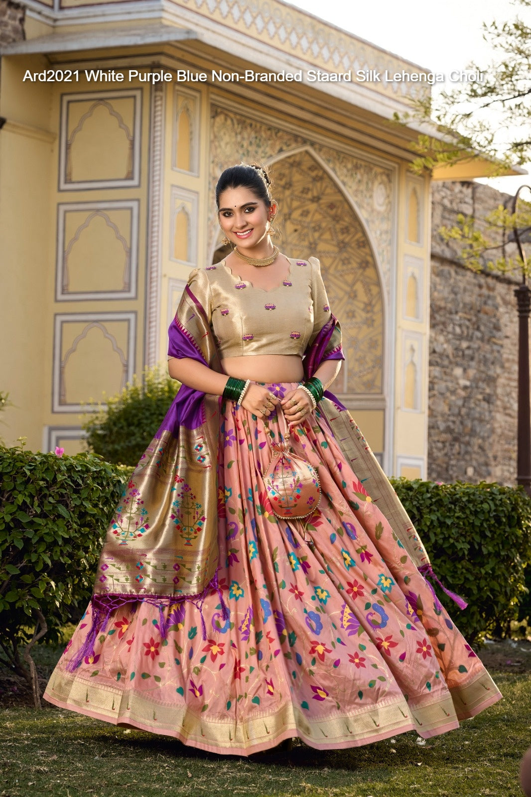 Ard2021 White Purple Blue Non-Branded Staard Silk Lehenga Choli