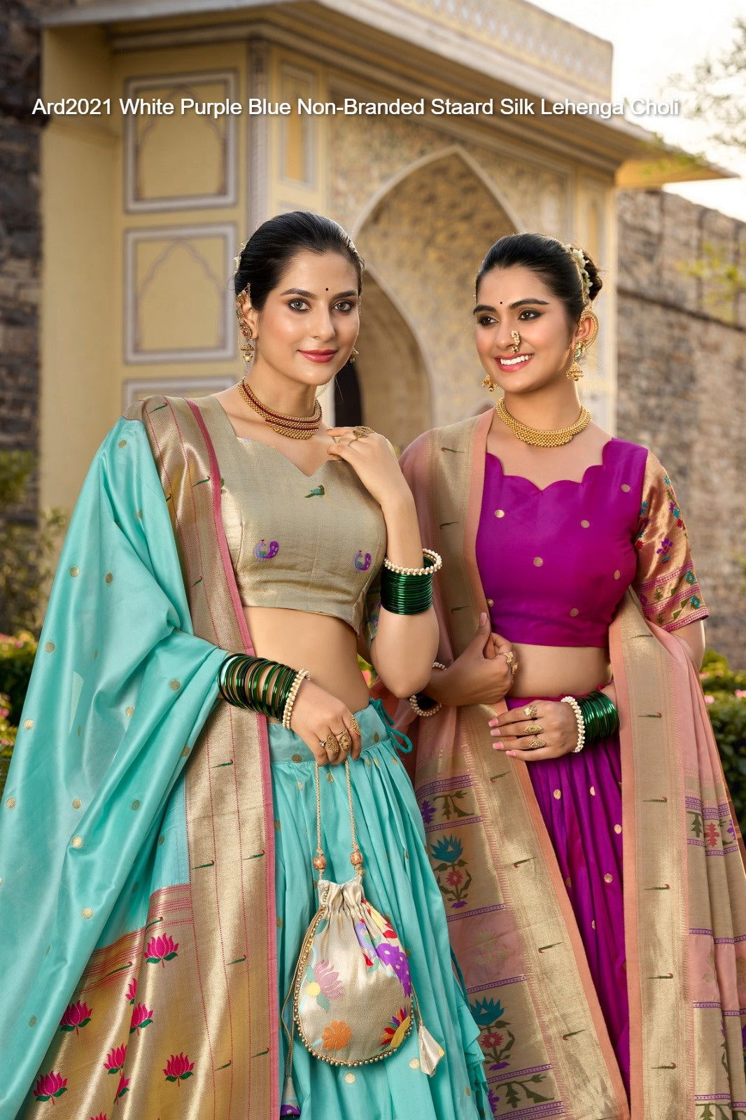 Ard2021 White Purple Blue Non-Branded Staard Silk Lehenga Choli